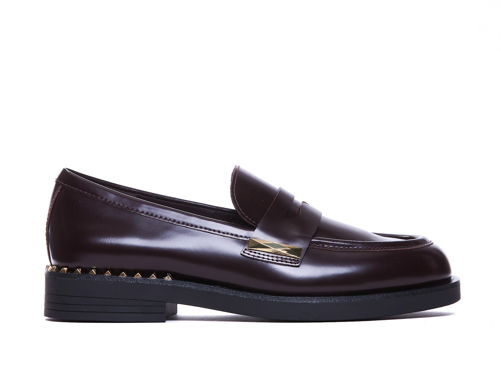 Shop Ash Whisper Studs Loafers In Bordeaux