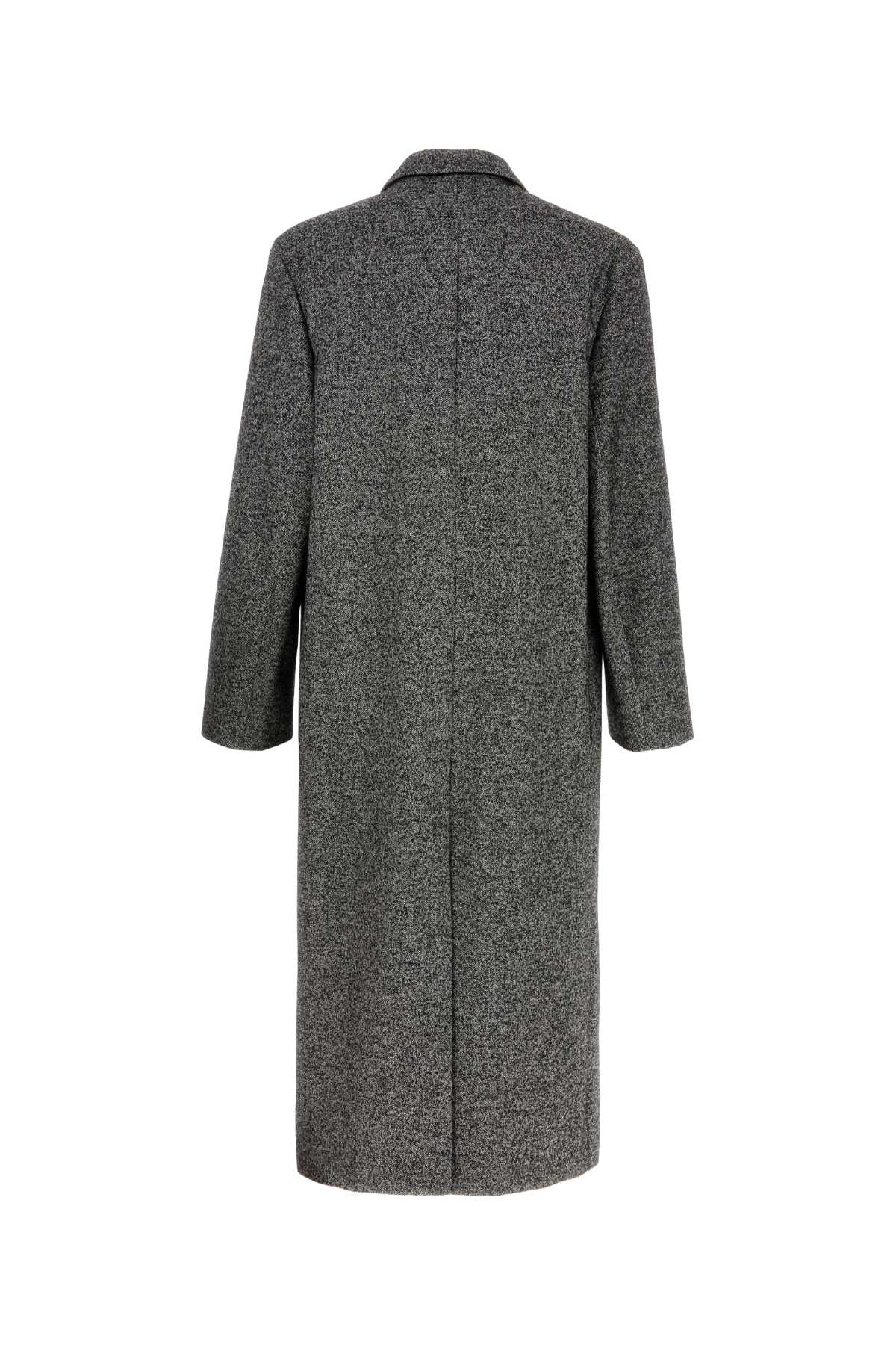 Loewe Two-tone Wool Blend Coat In Gray