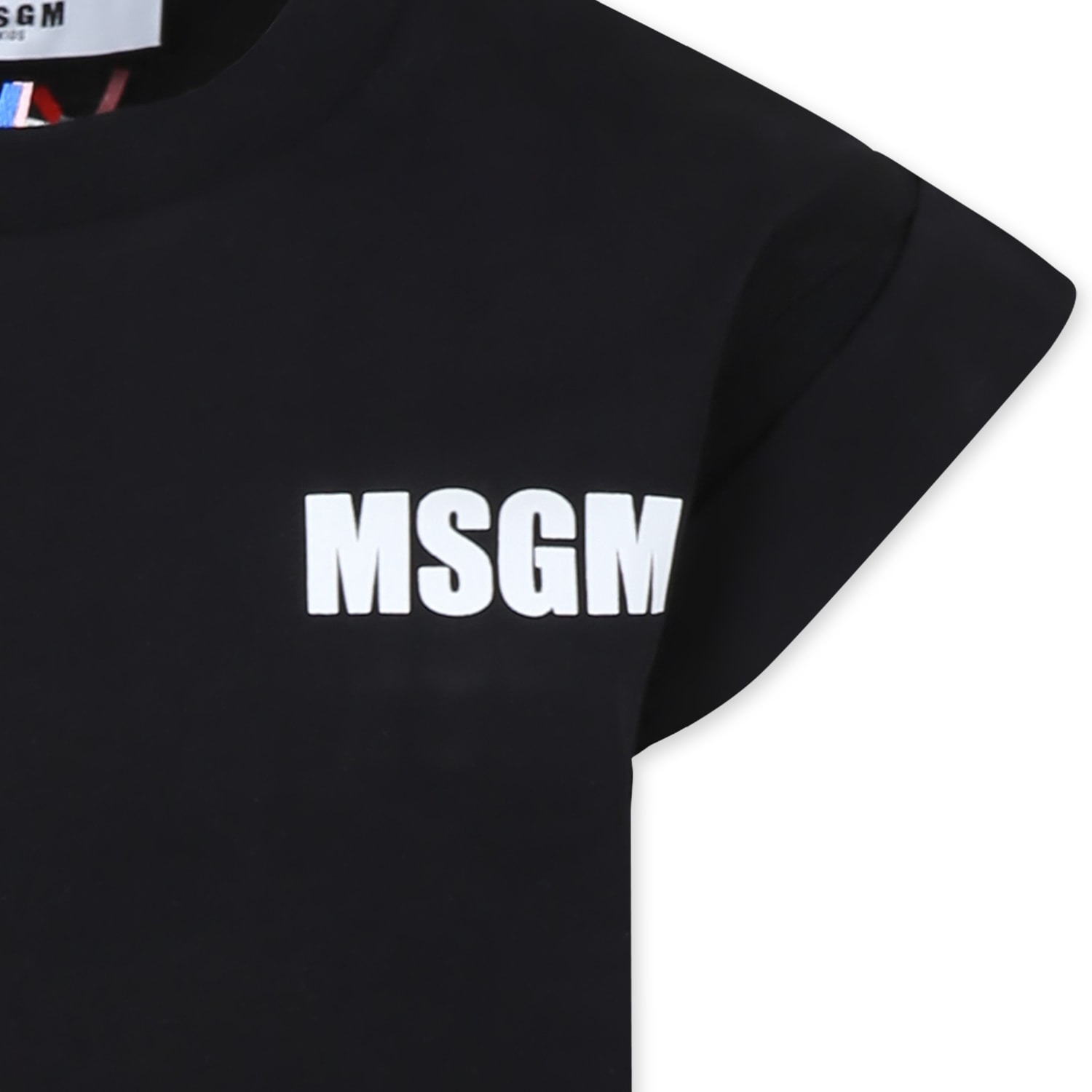 Msgm Black T-shirt For Girl With Logo In Black