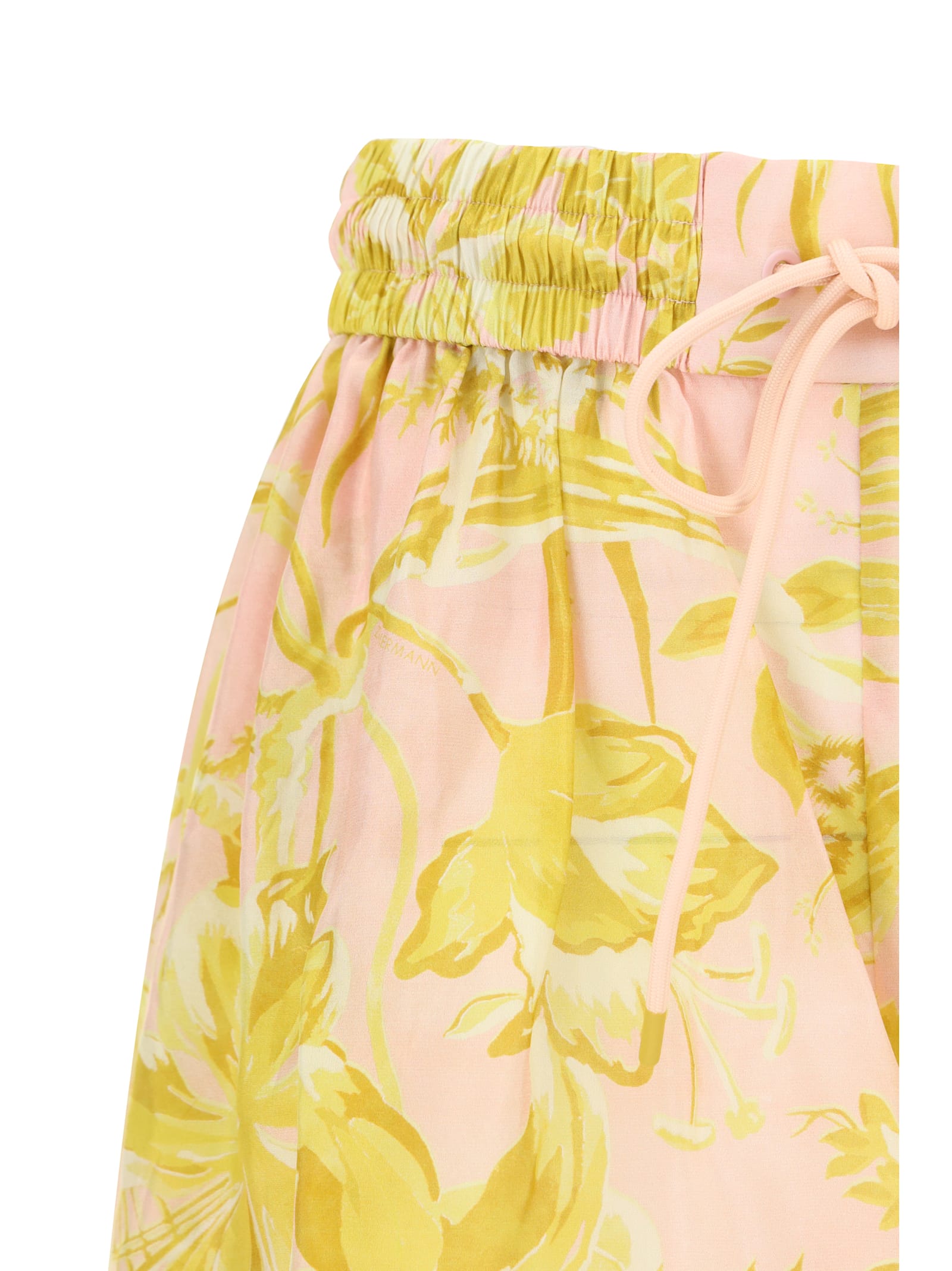 Shop Zimmermann Bermuda Shorts In Pink/gold Floral