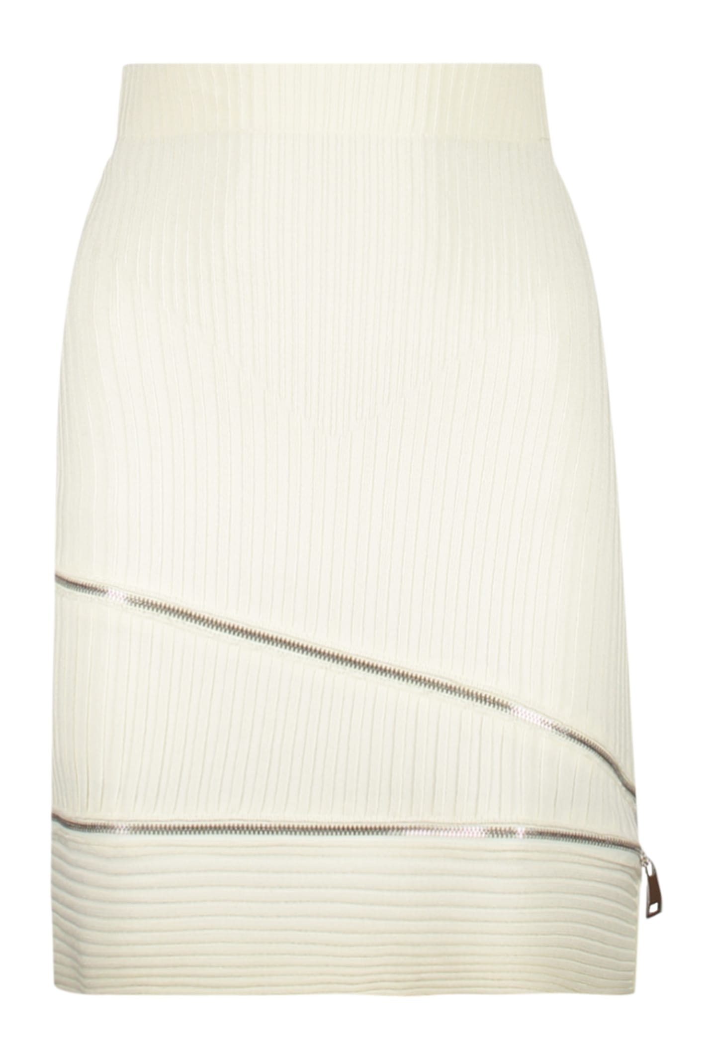 Shop Andreädamo Knitted Mini Skirt In White
