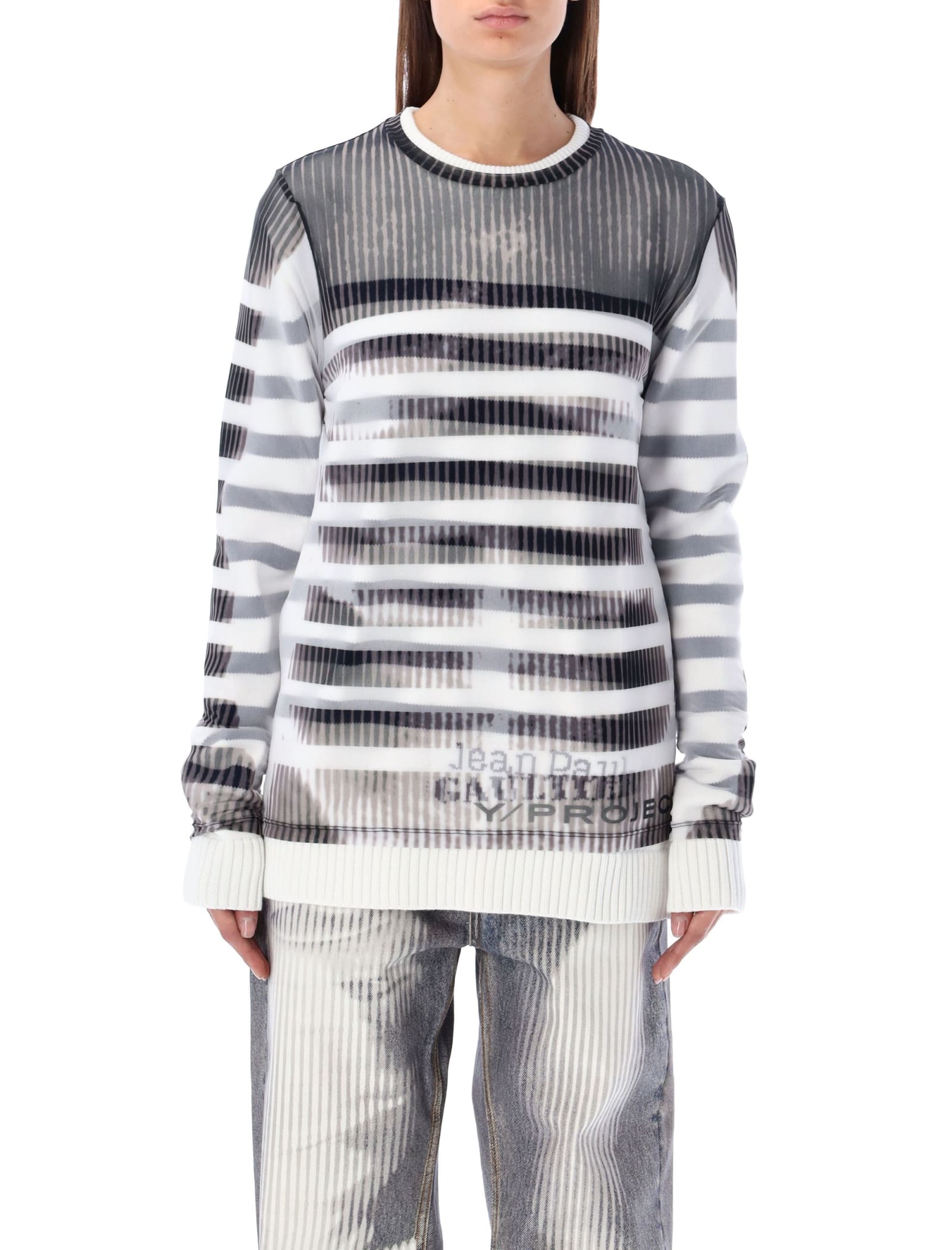 Y/PROJECT STRIPED DOUBLE-LAYER SWEATER