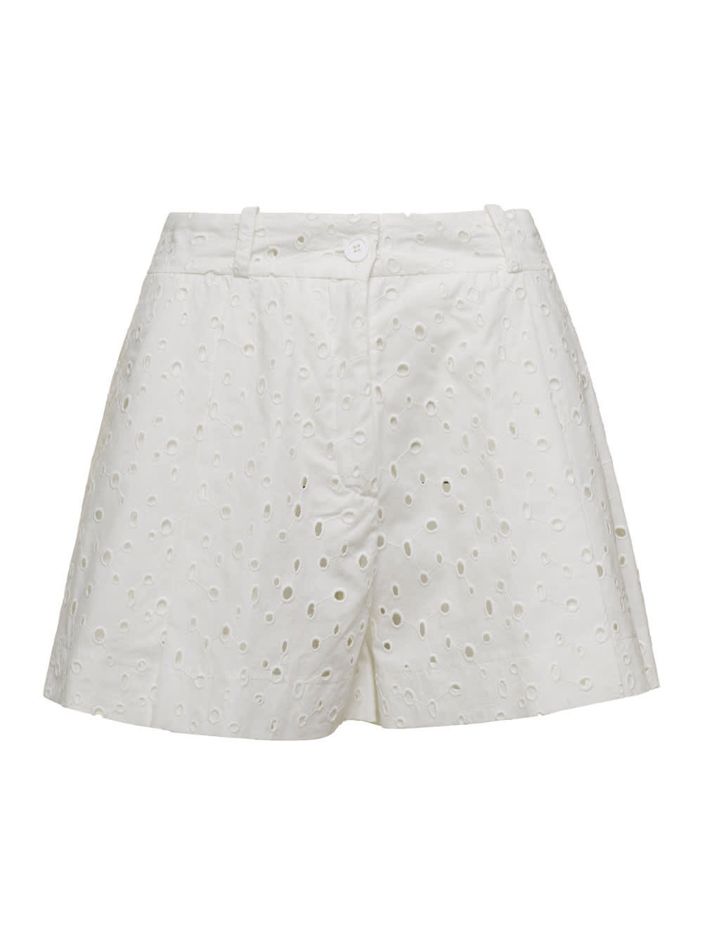 Shop Semicouture White Broderie Anglaise Shorts In Cotton Blend Woman