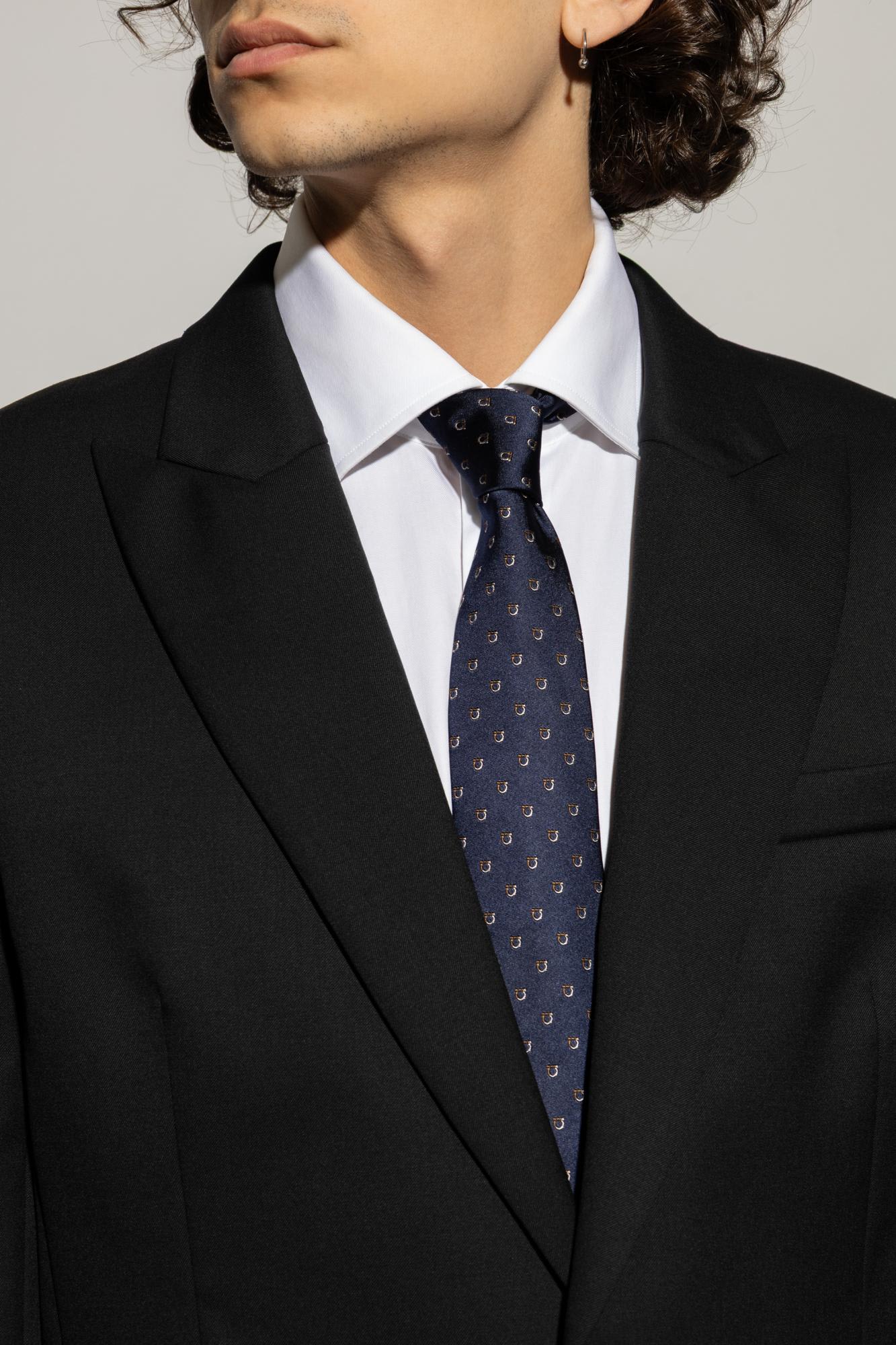 Ferragamo Gancini Bicolor Jacquard Tie Ties And Bow Ties Blue