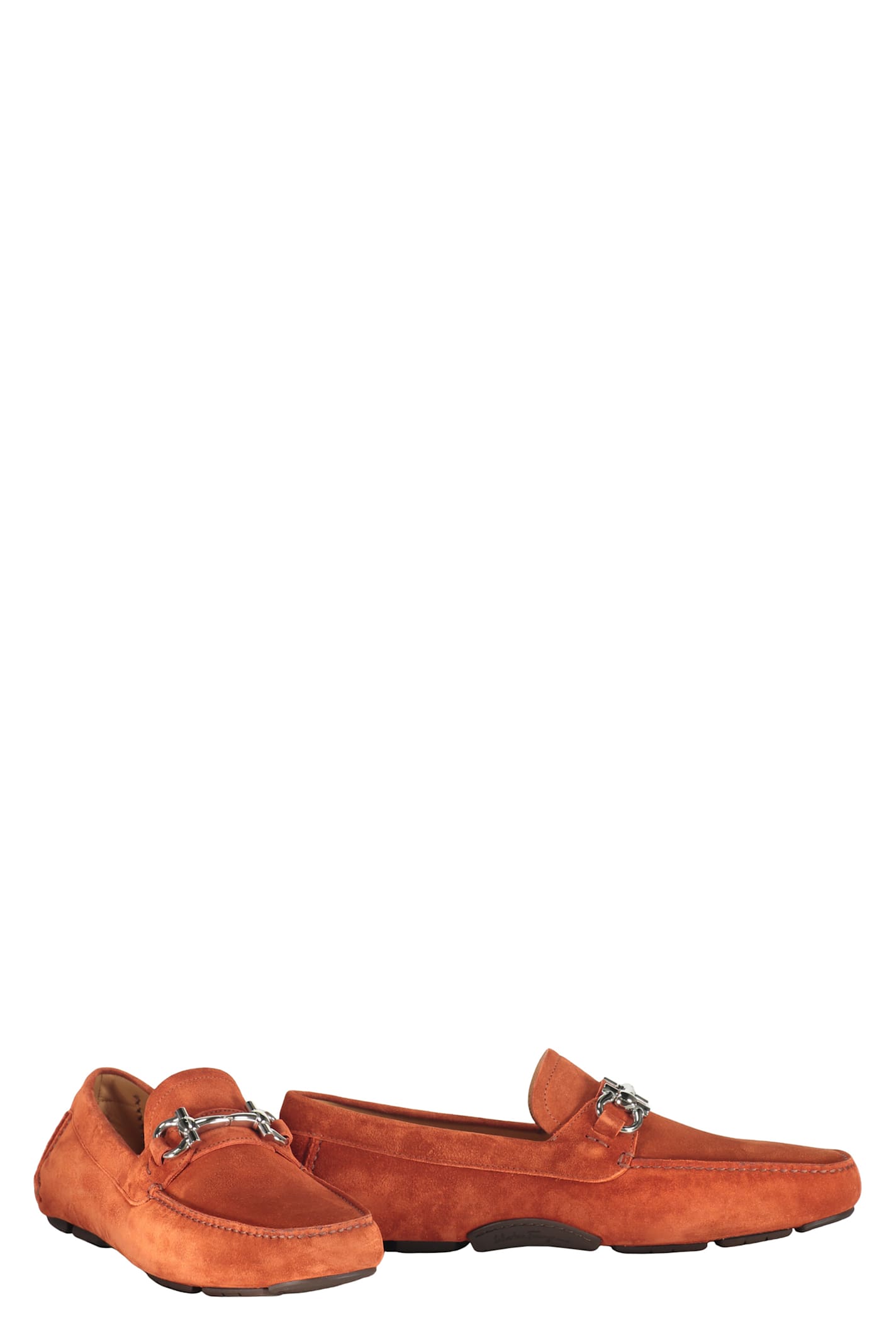 Ferragamo Gancini Loafer Aus Wildleder In Brown