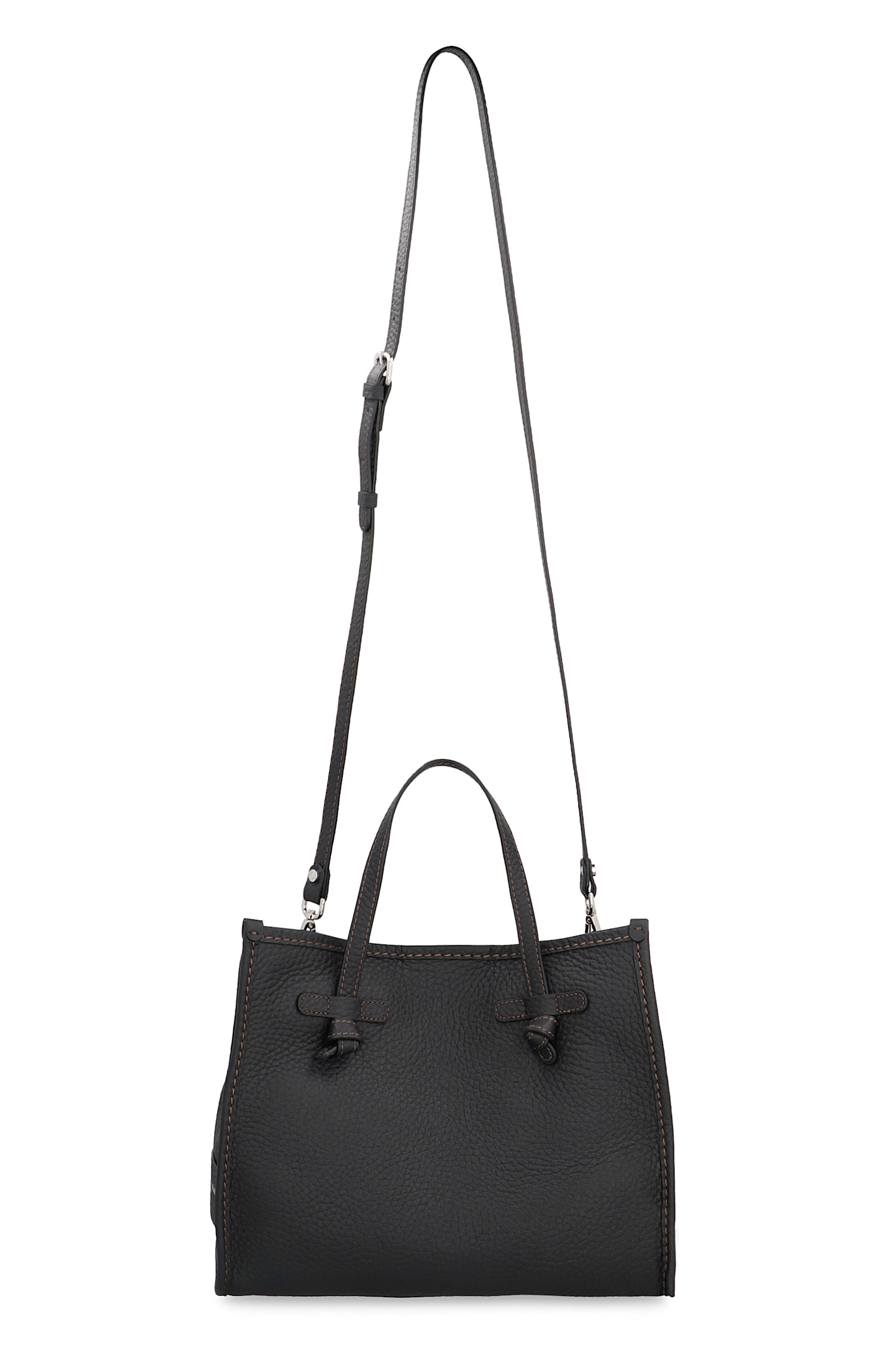 Shop Gianni Chiarini Miss Marcella 32 Smooth Leather Tote Bag In Black