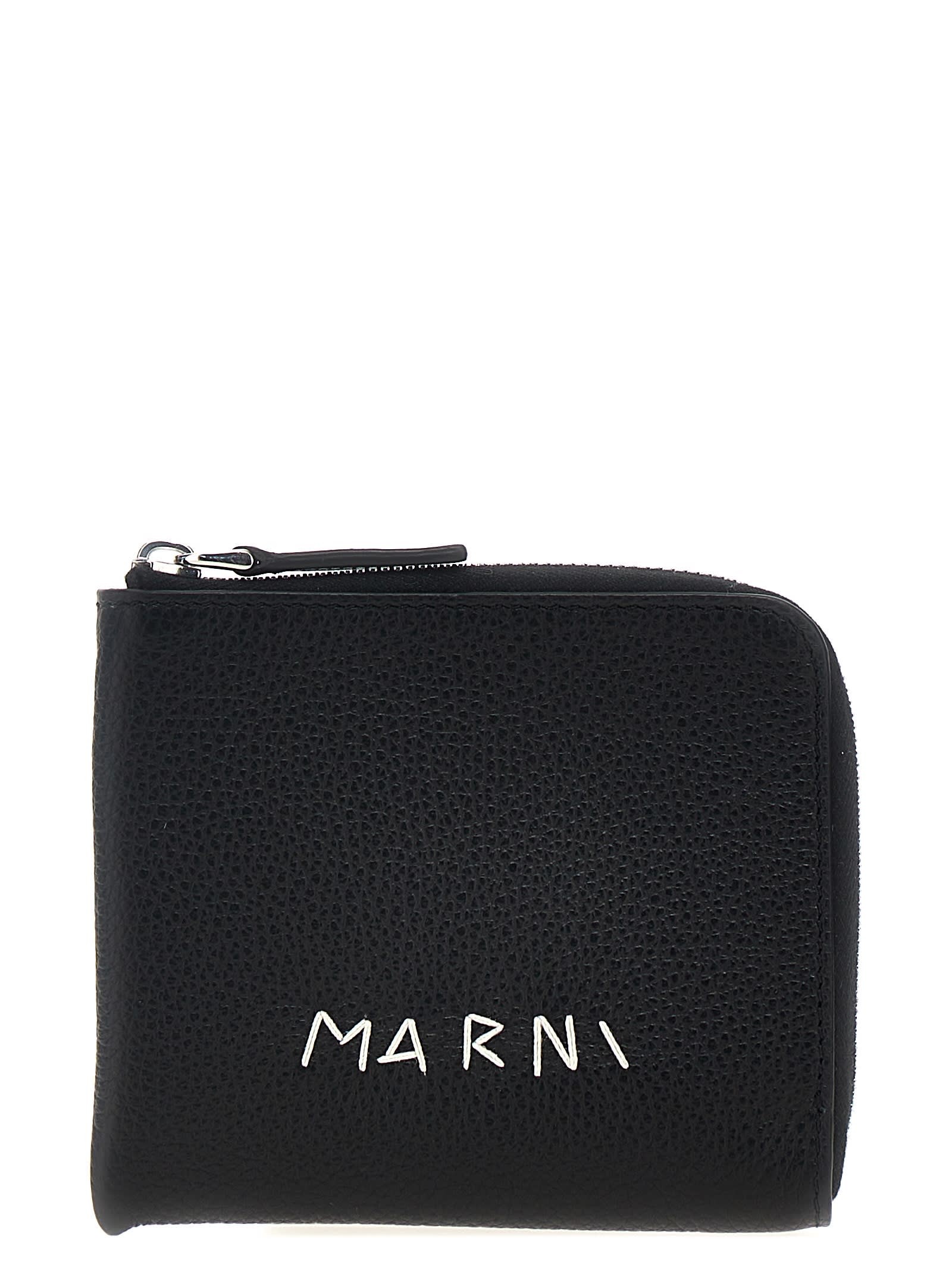 Shop Marni Logo Wallet In Black