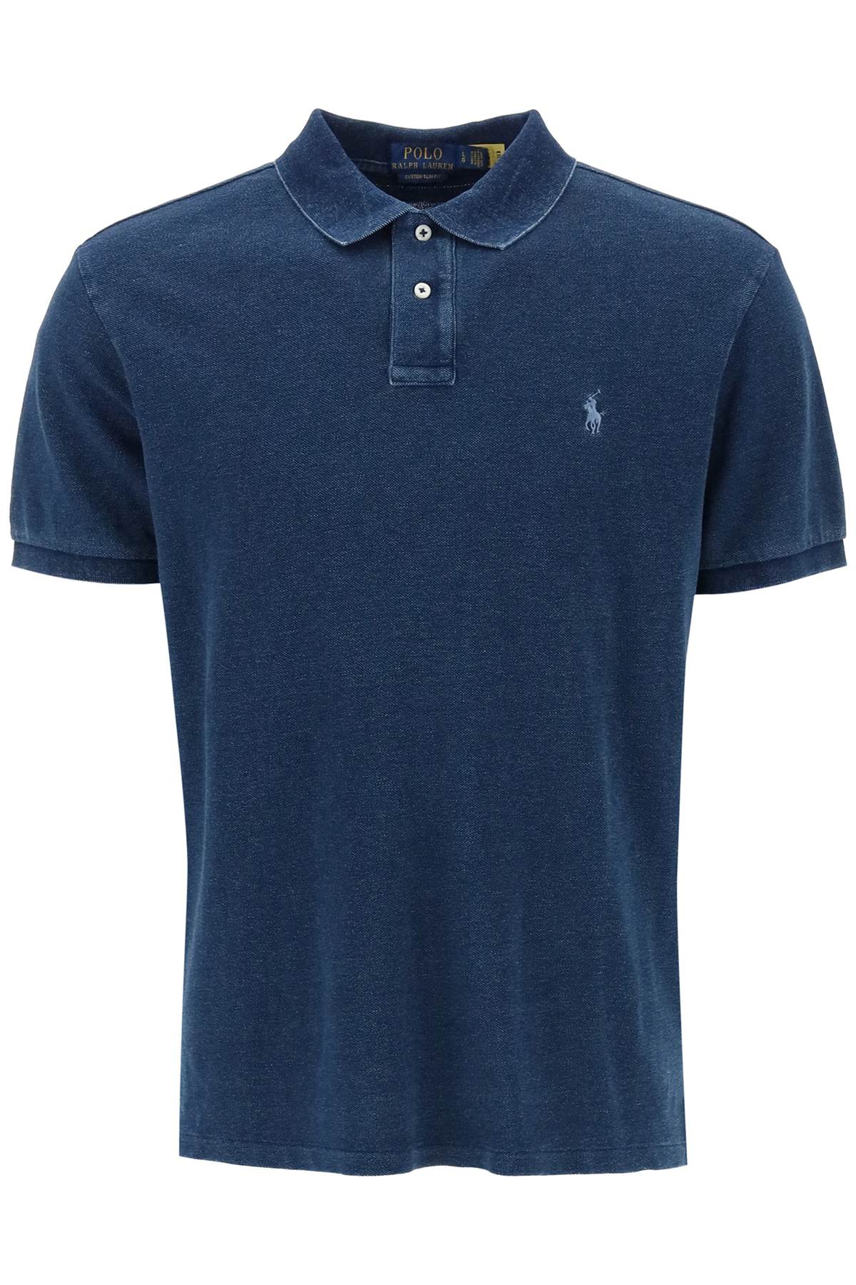 Shop Polo Ralph Lauren Pique Cotton Polo Shirt In Dark Indigo (blue)