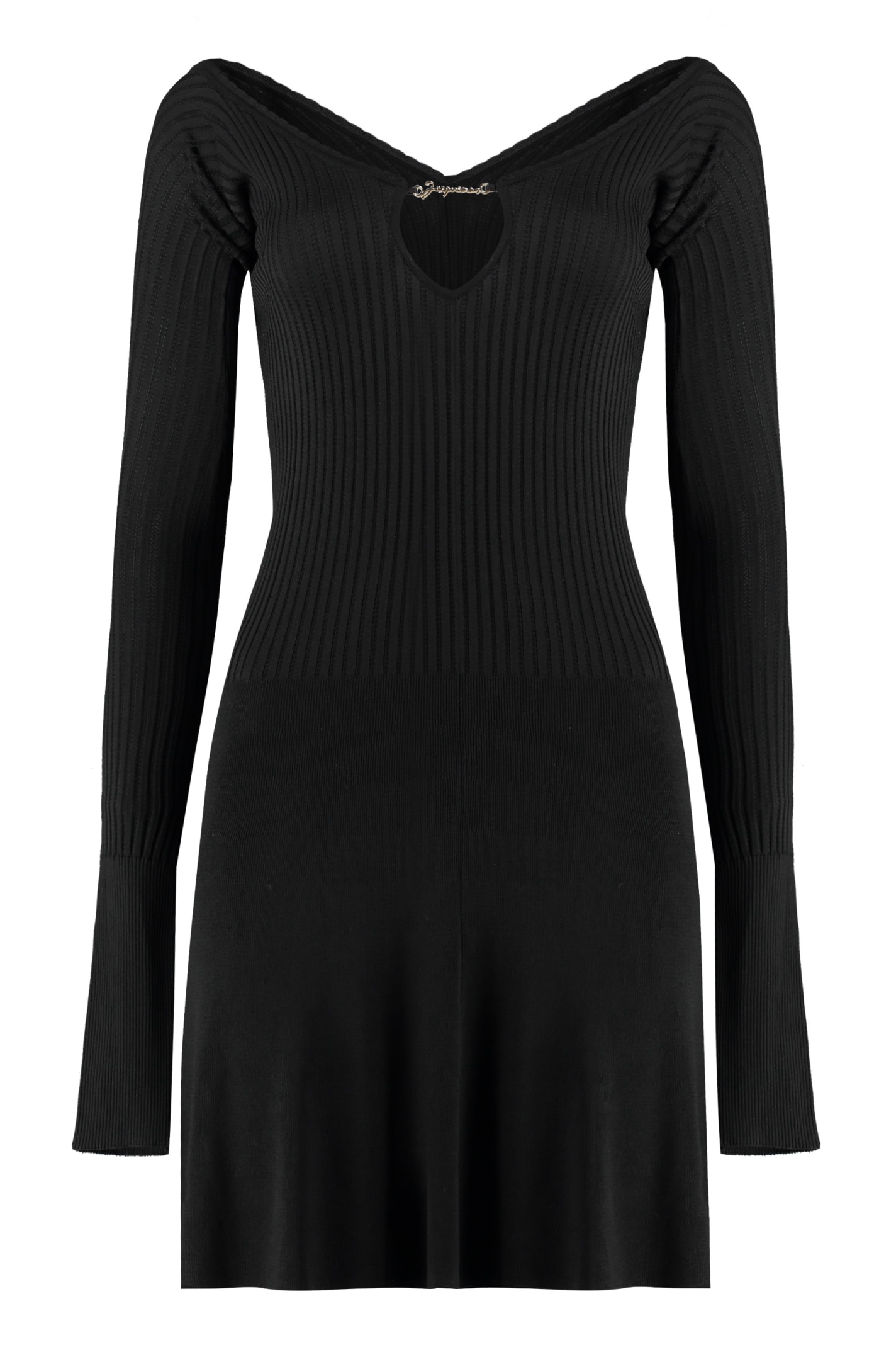 Jacquemus Pralu Knit Mini-dress In Black