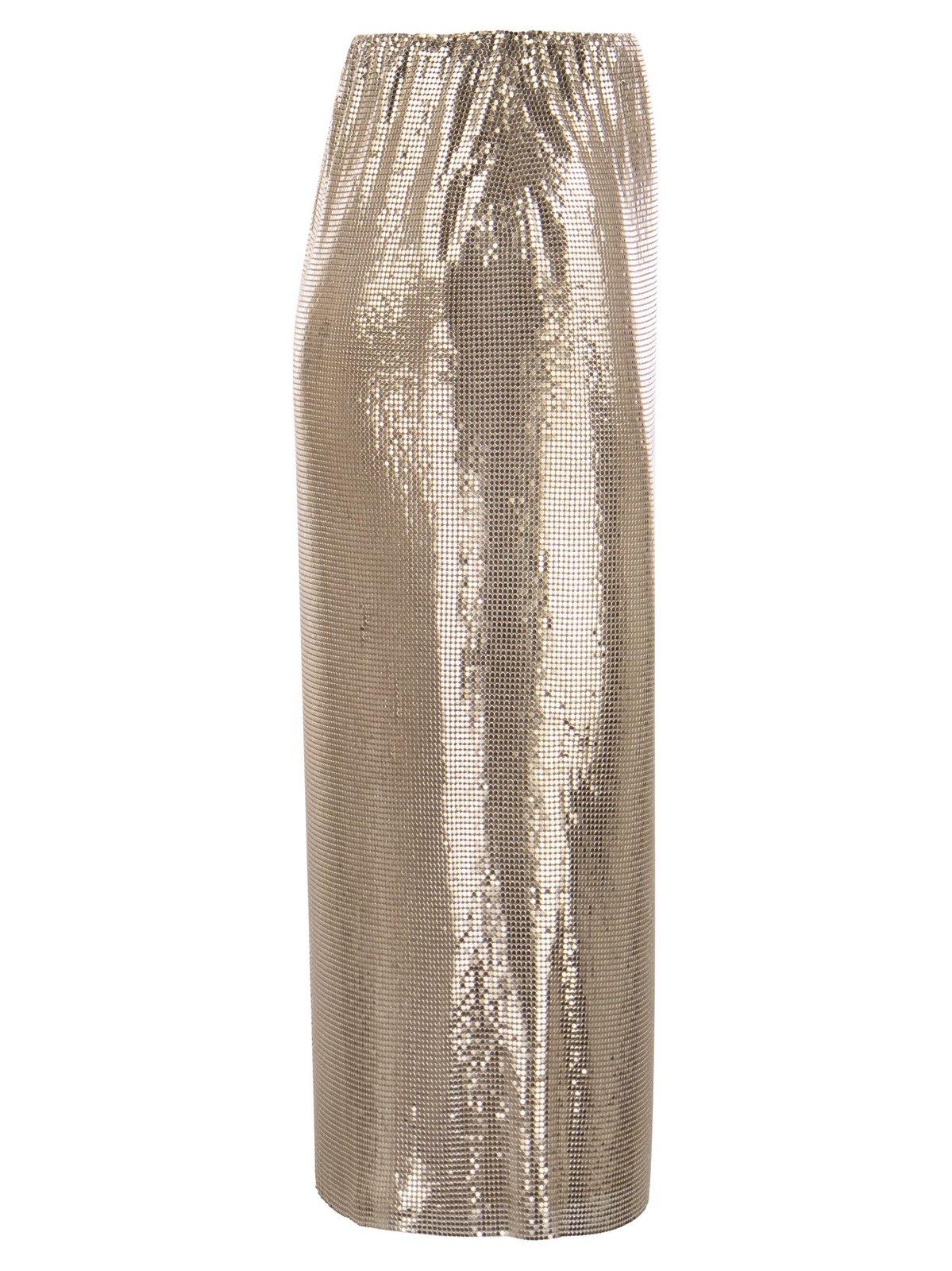 Shop Sportmax Embellished High Waist Skirt In Golden