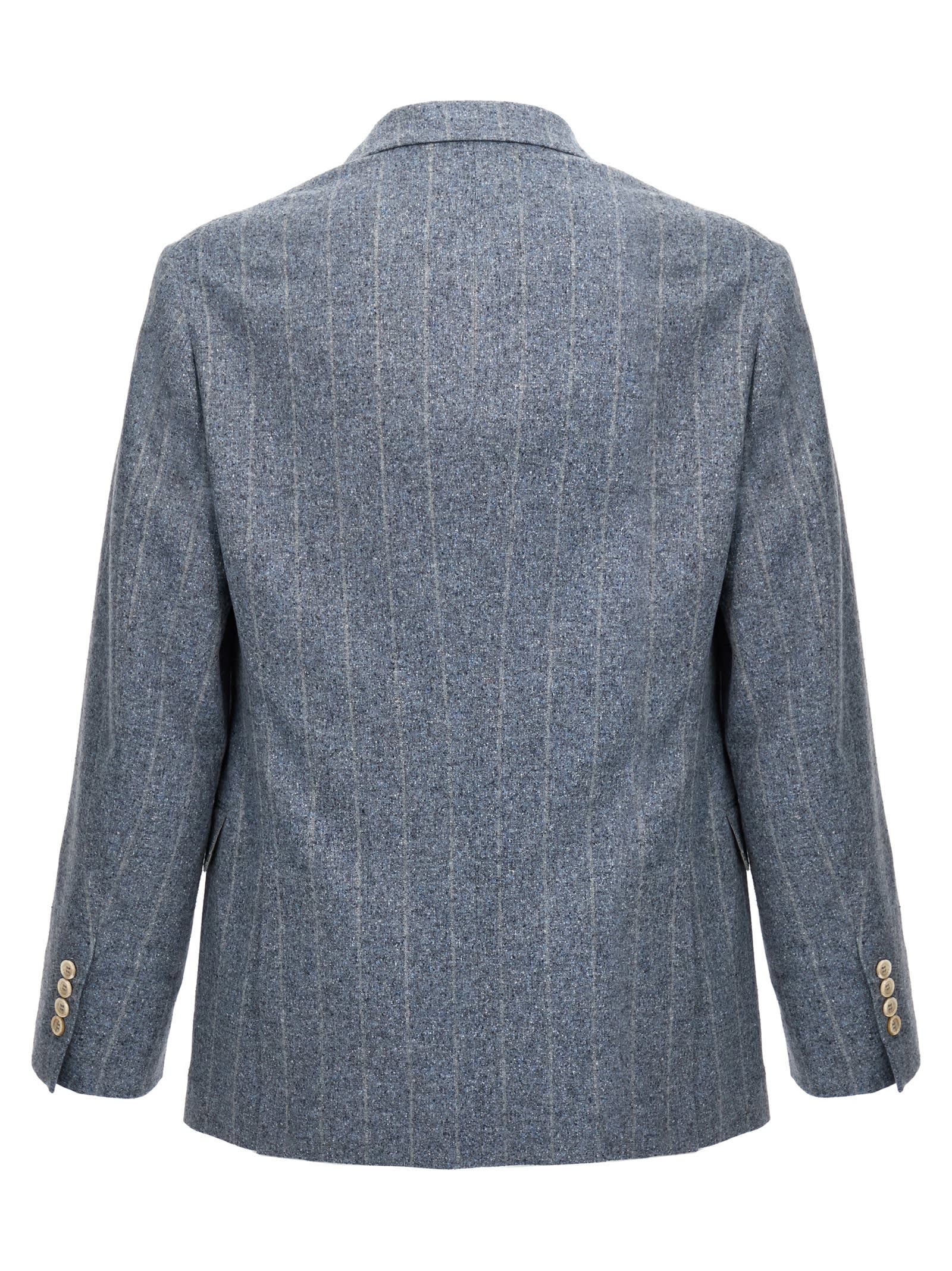 Shop Brunello Cucinelli Pinstripe Blazer In Light Blue