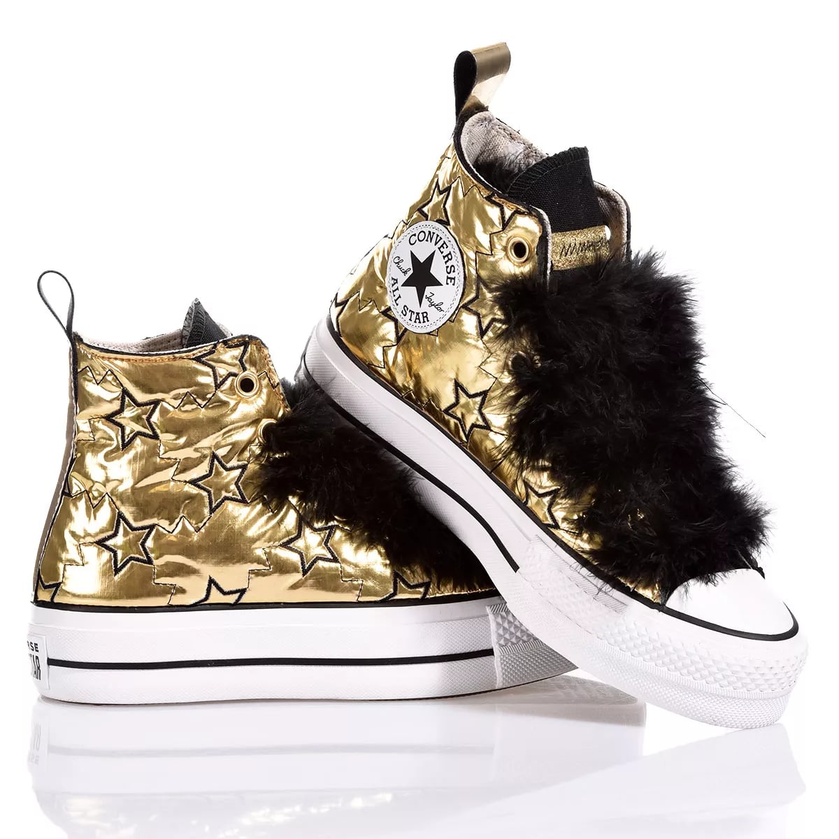 Shop Mimanera Converse Platform Gold Star