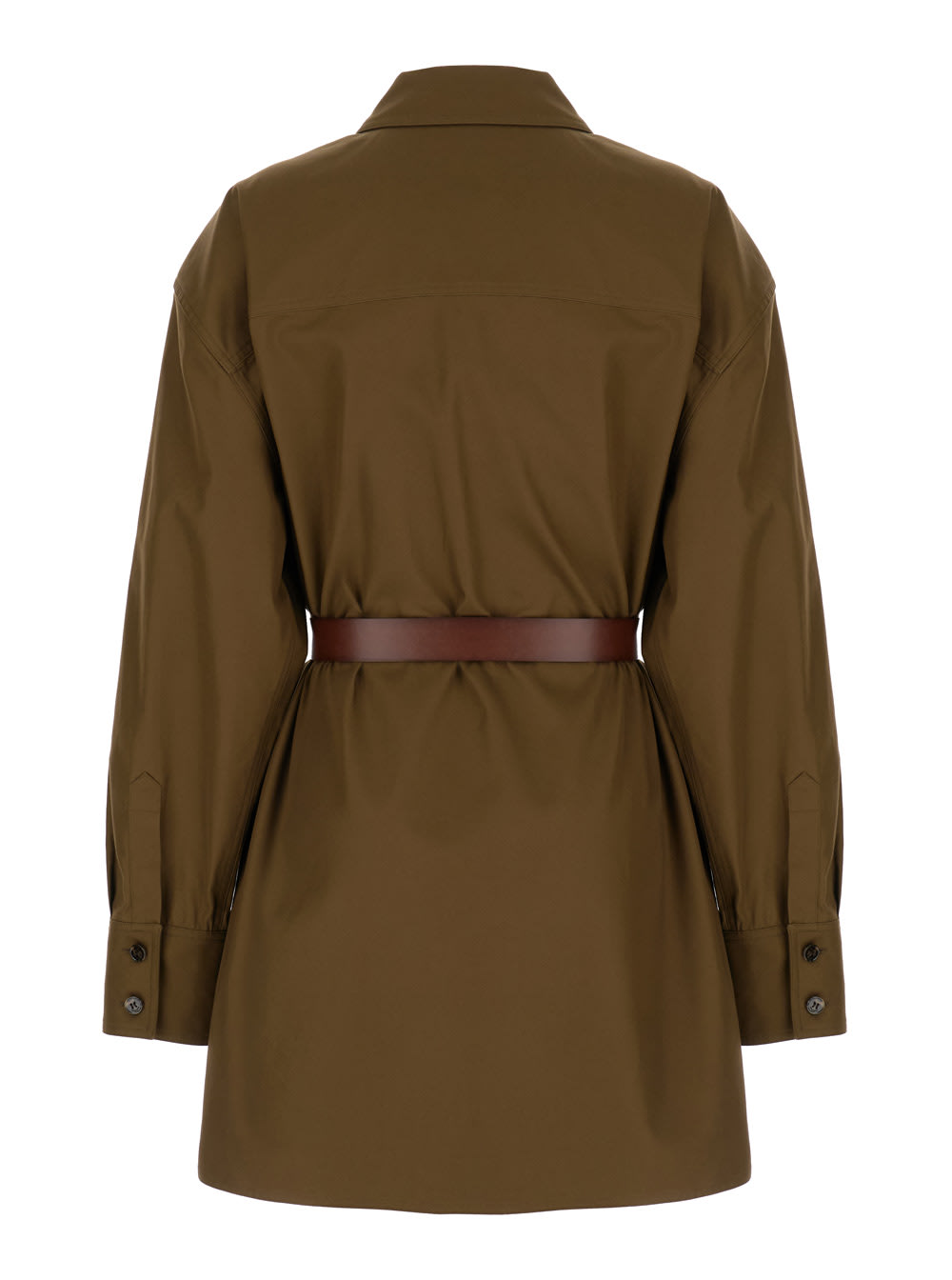 Saint Laurent Camel Brown Saharienne Belted Shirt In Ecorce