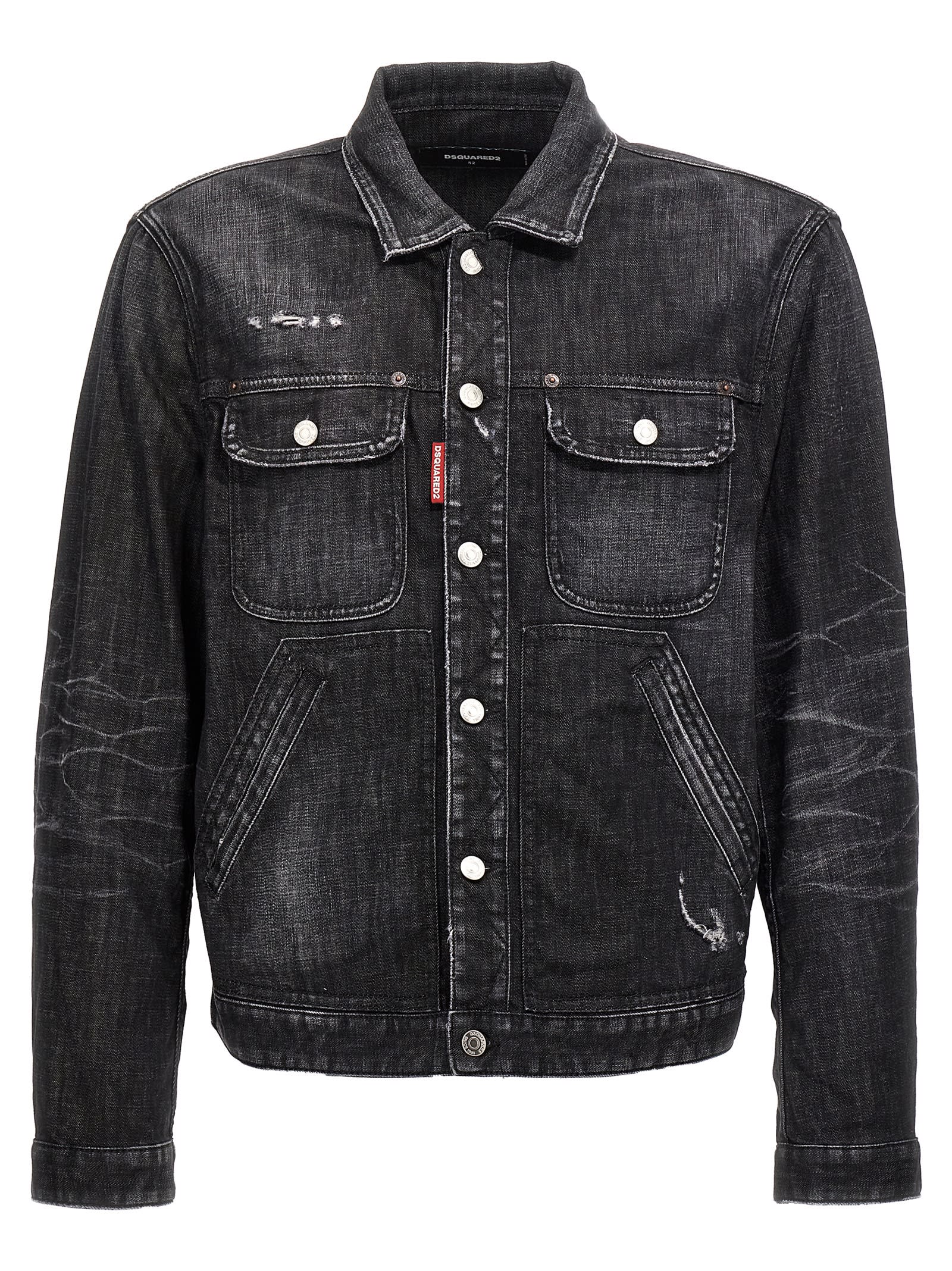 Shop Dsquared2 Boxy Jean Jacket In Black