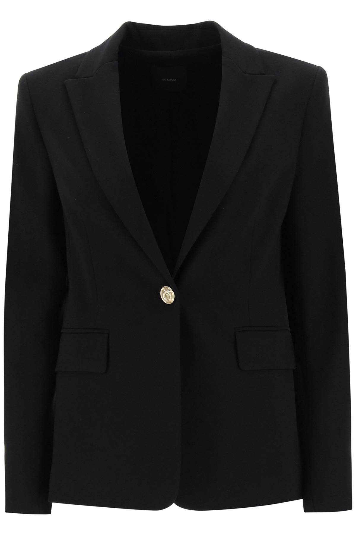 Shop Pinko Signum Single-breasted Blazer In Milano Stitch In Nero