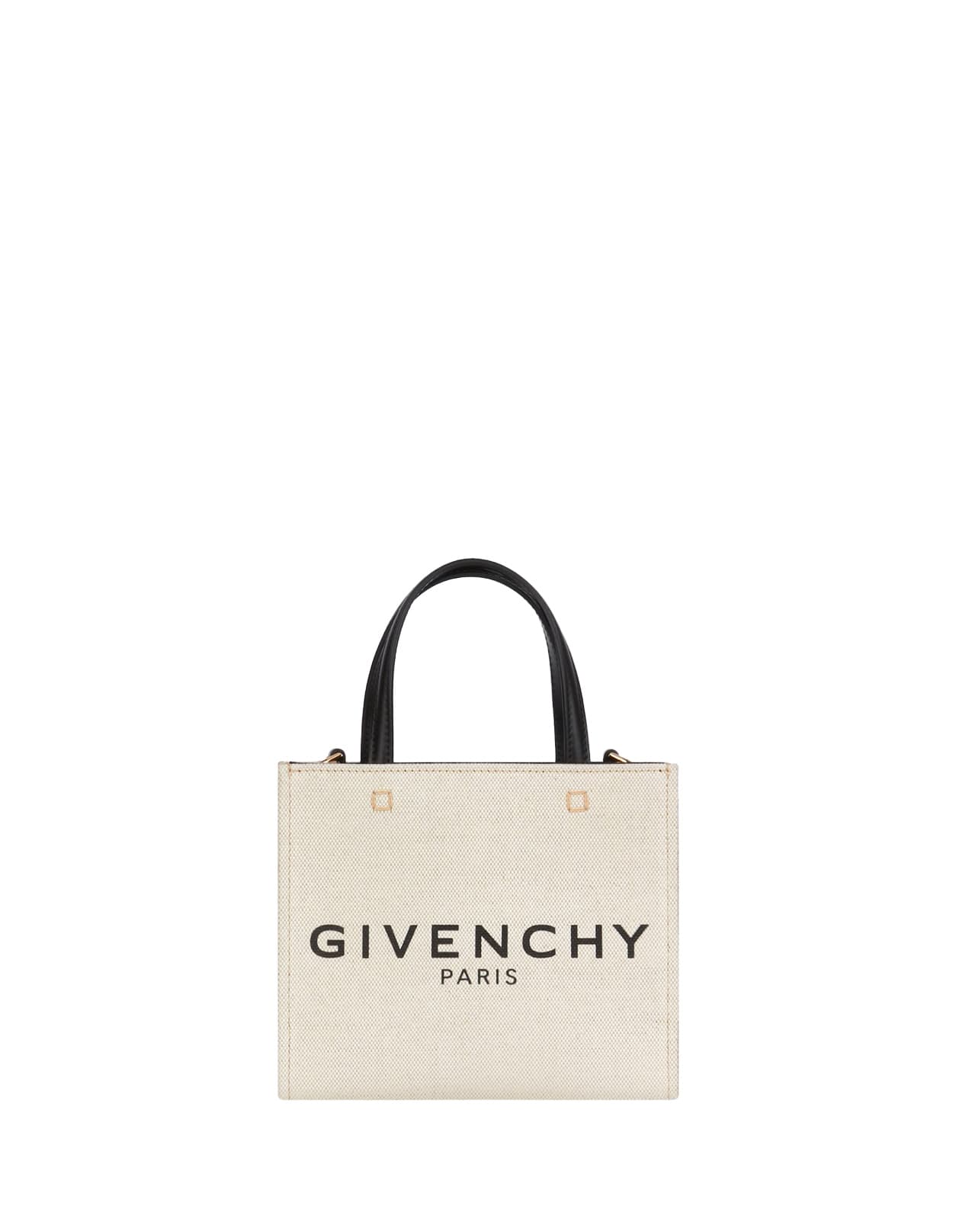 Givenchy G-tote Mini Bag In Beige And Black Canvas In Brown