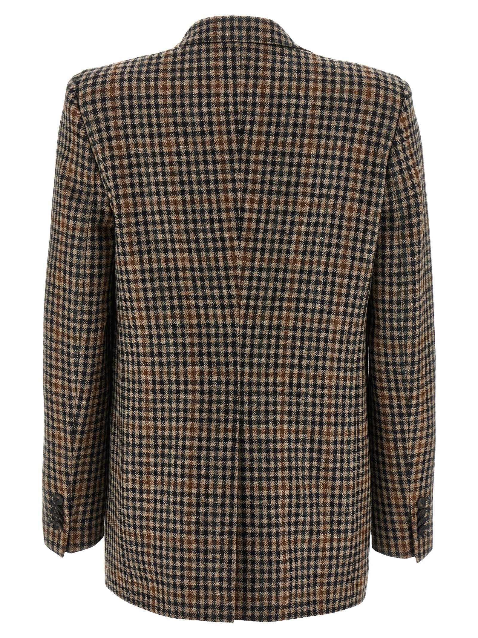 Tagliatore Notched Lapels Checked Blazer In Brown