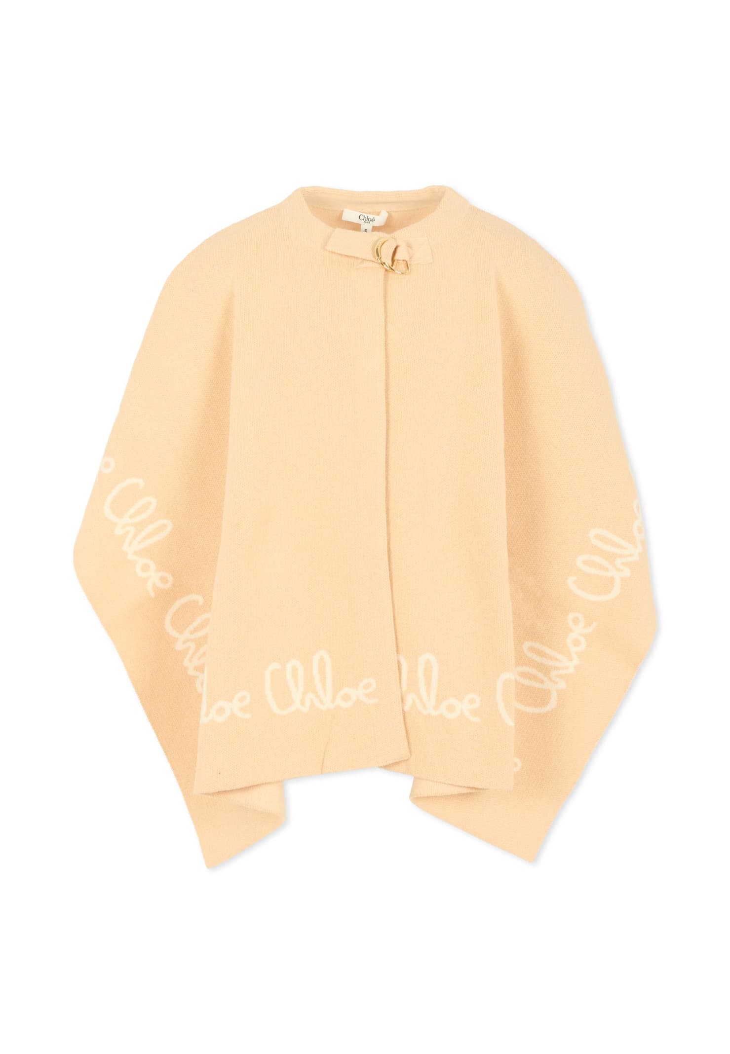Chloé Beie Cape For Girl With Logo In Animal Print