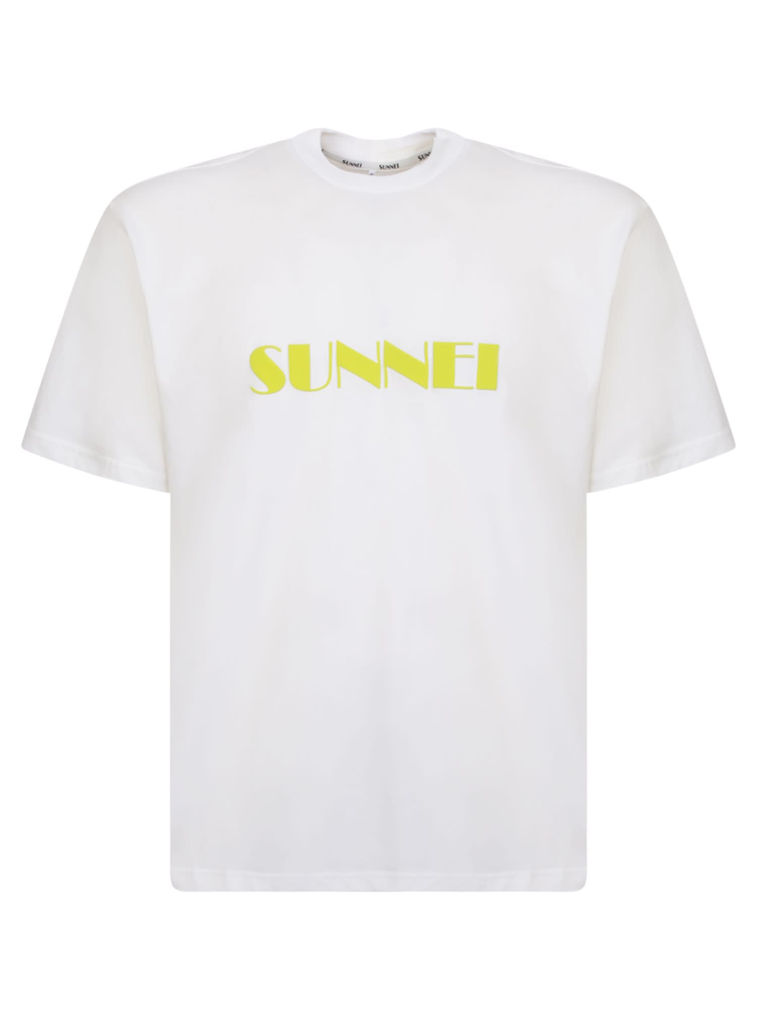 Shop Sunnei Beige Sprayed Logo T-shirt