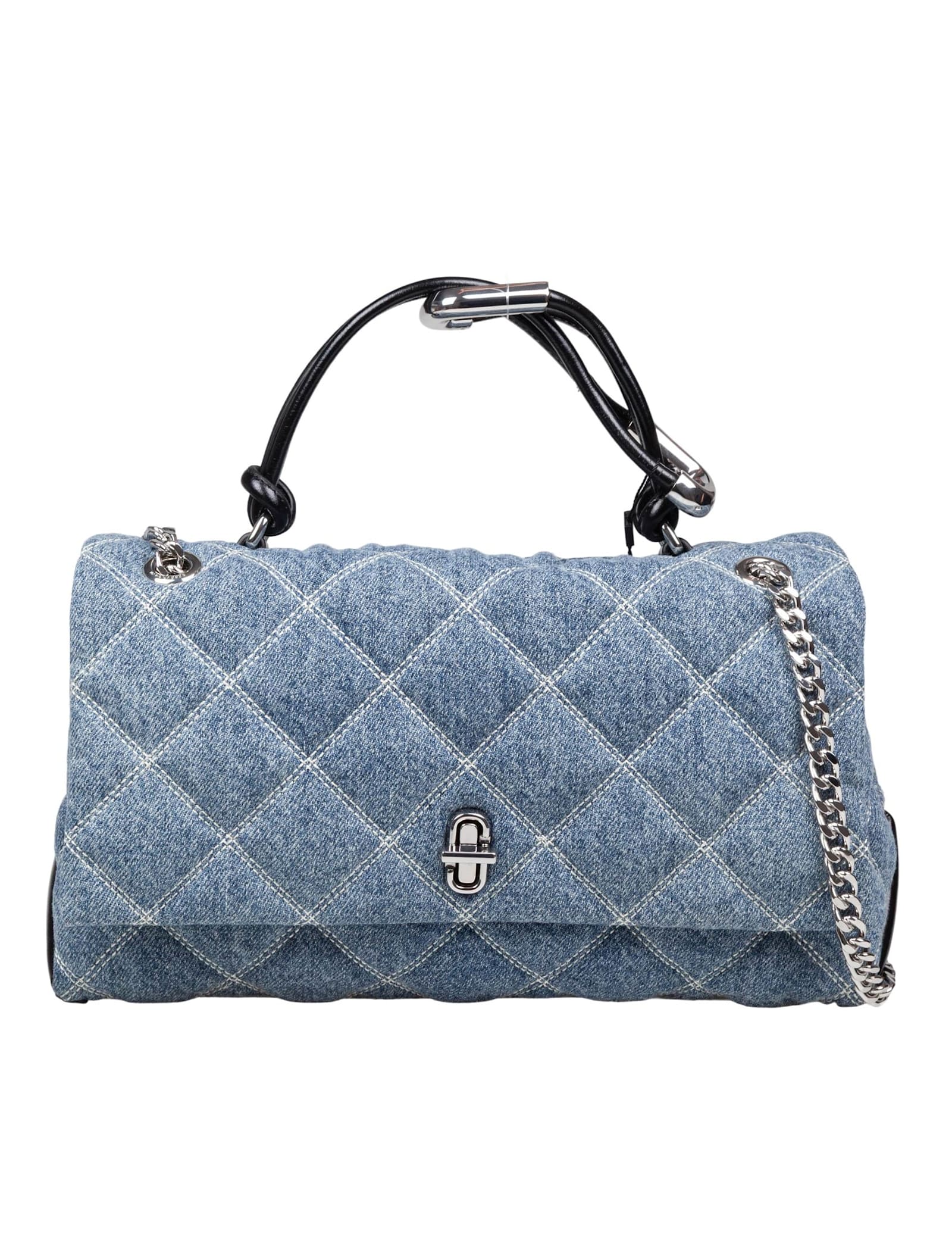 Marc Jacobs Womens Light Wash Indigo The Quilted Dual Convertible Denim Shoulder Bag In Purple