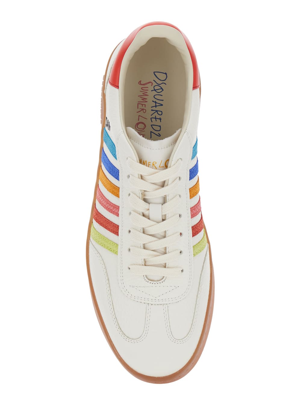 DSQUARED2 BEIGE LOW TOP SNEAKER WITH LOGO ON THE TONGUE AND CONTRAST HEEL TAB WITH LOGO IN LEATHER MAN