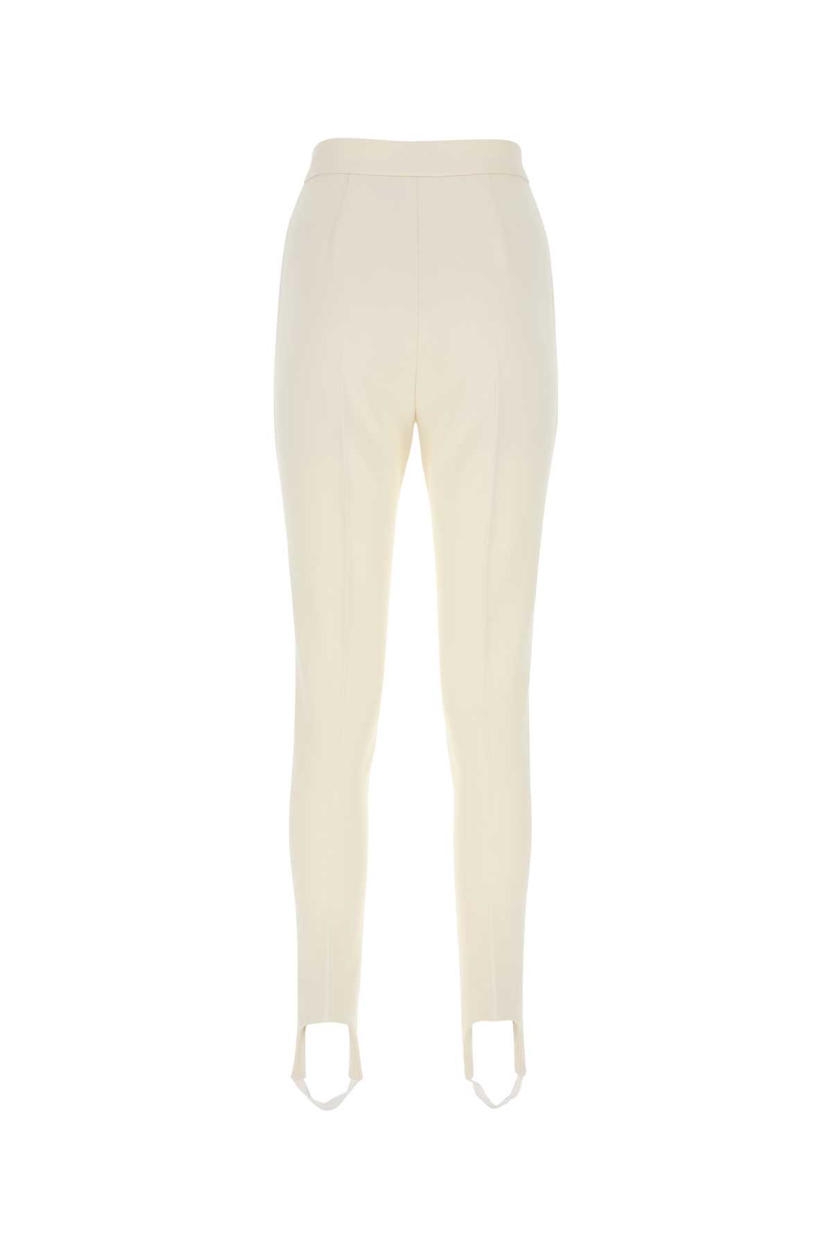 Shop Max Mara Ivory Stretch Wool Manolo Pant In 008