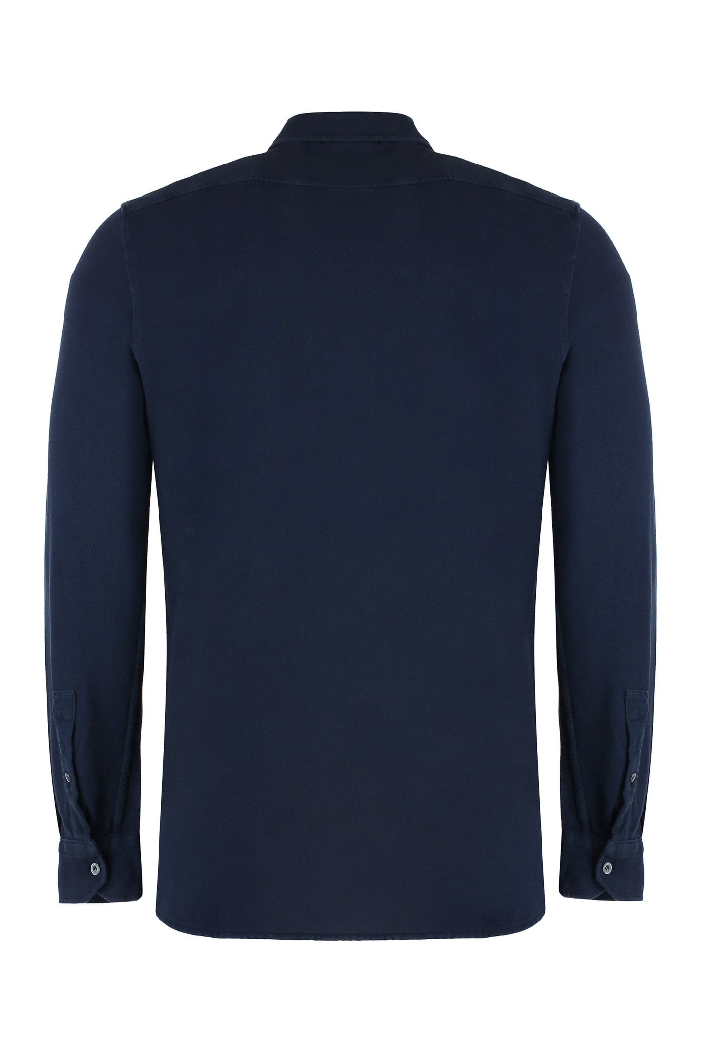 Drumohr Cotton Piqué Shirt In Blue