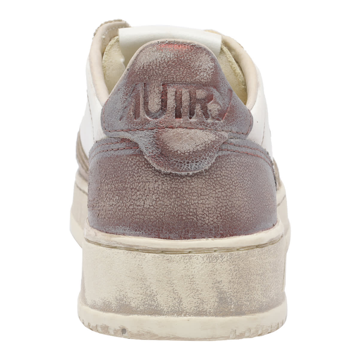 Autry Super Vintage Distressed Paneled Metallic Leather Sneakers In Multi