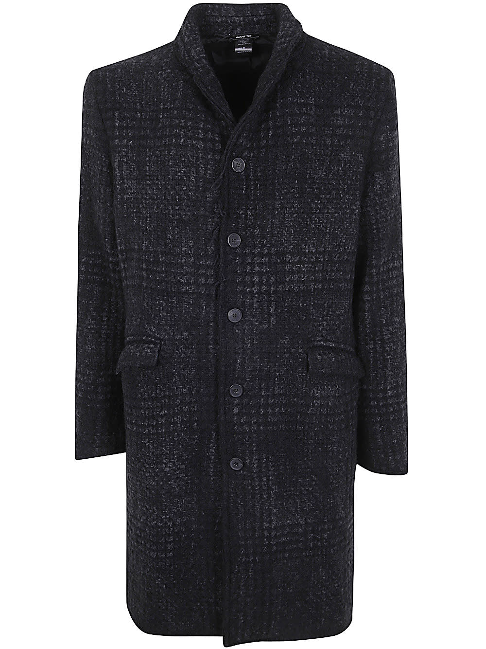 Shop Avant Toi Tonal Effect Prince Of Wales Coat In Black