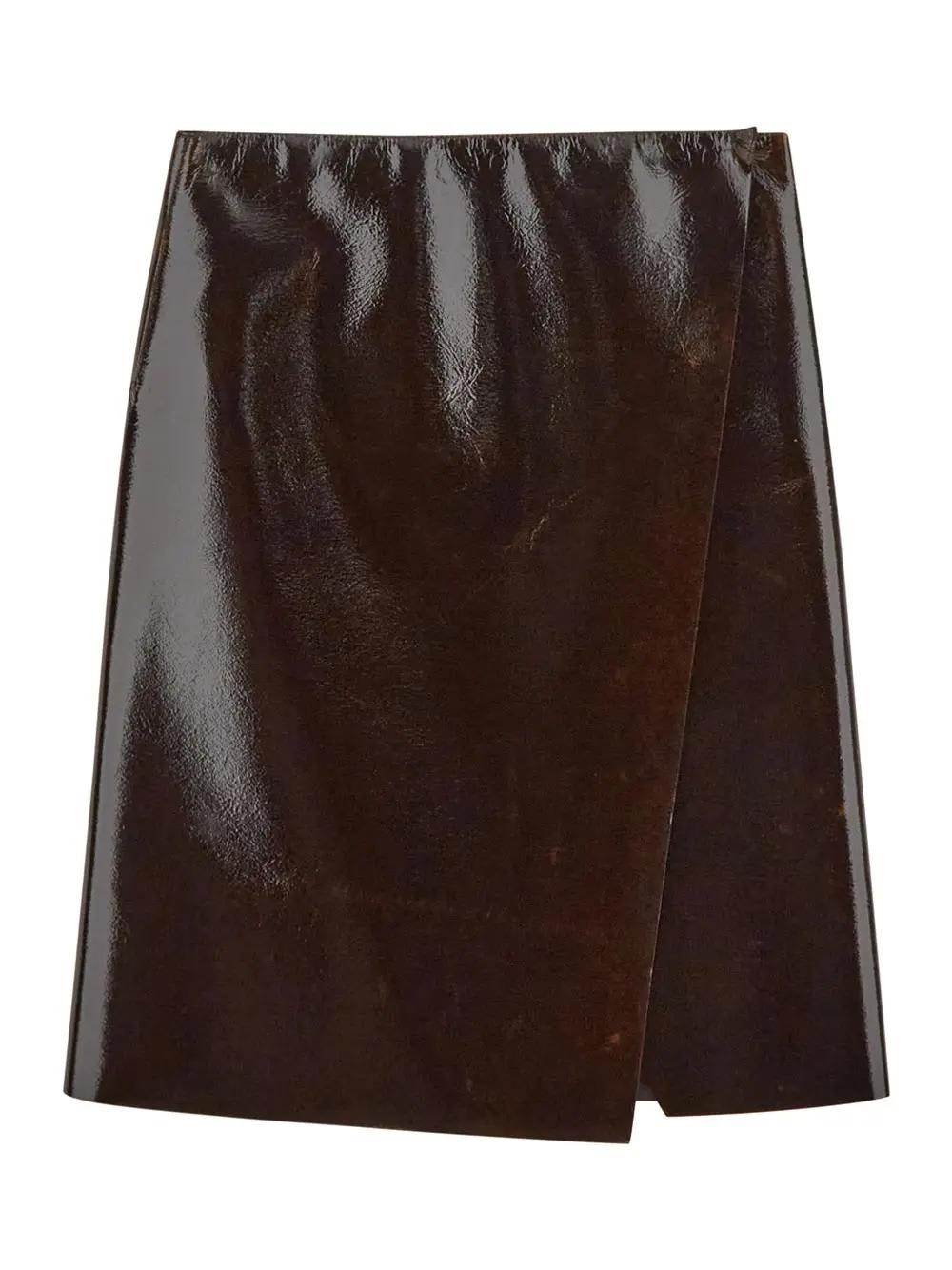 Asymmetric Hem Wrapped Midi Skirt