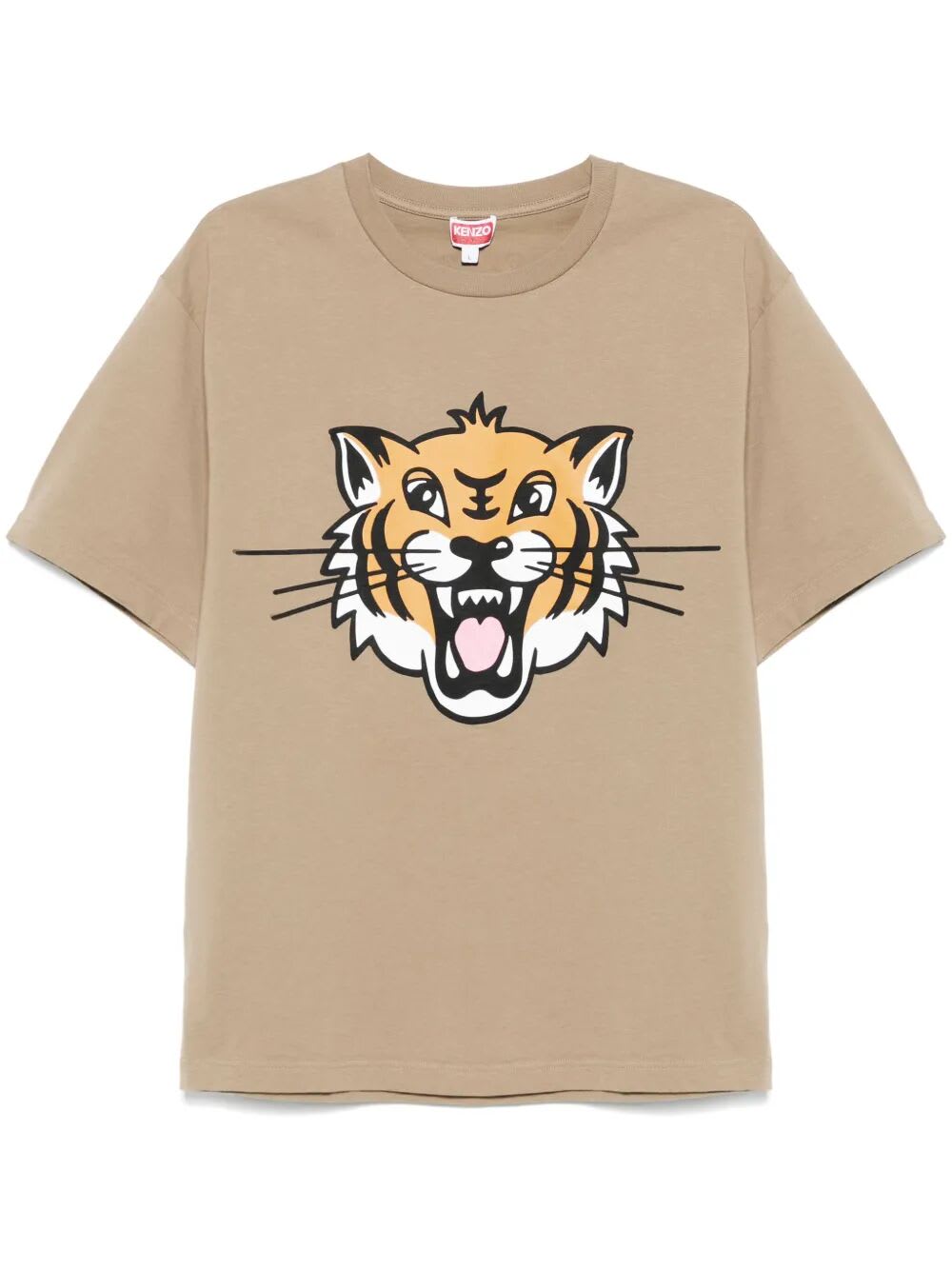 Kenzo Happy Tiger Classic Tshirt In Grege