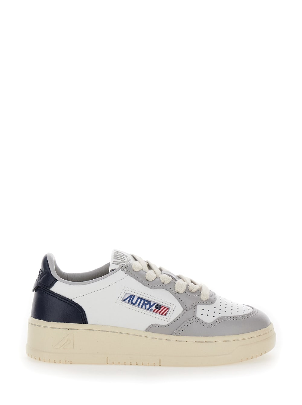 Shop Autry Medalist Low White Low-top Sneakers With Logo Detail In Leather Boy