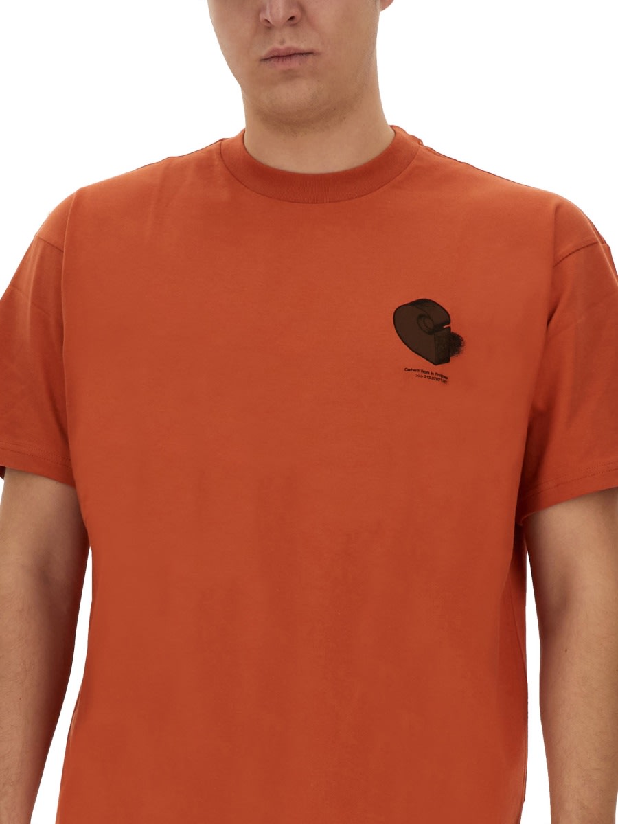 Shop Carhartt T-shirt Diagram In Orange