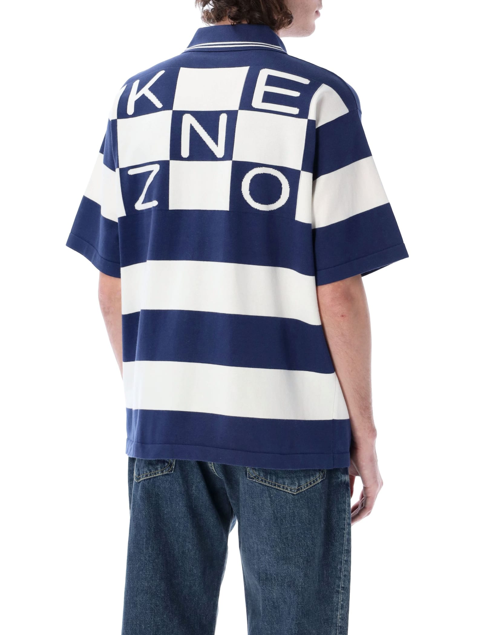 Shop Kenzo Nautical Graphic Polo In Midnight Blue