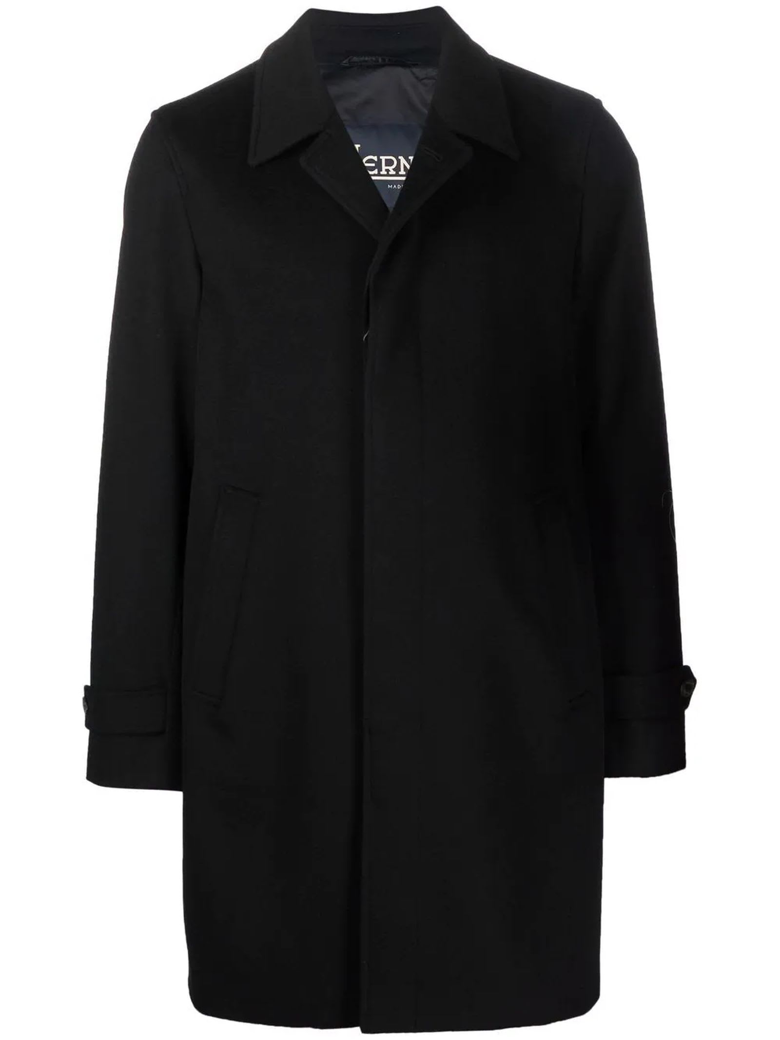 Herno Black Cashmere-virgin Wool Blend Coat