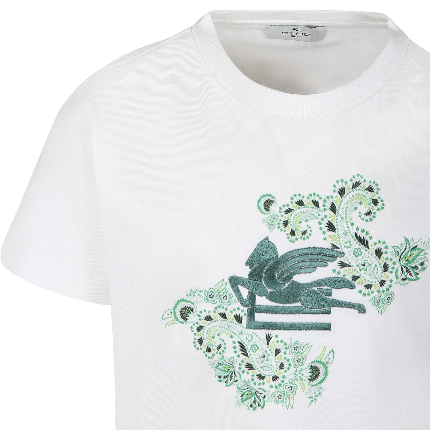 Shop Etro White T-shirt For Kids With Logo And Paisley Pattern In Ivory