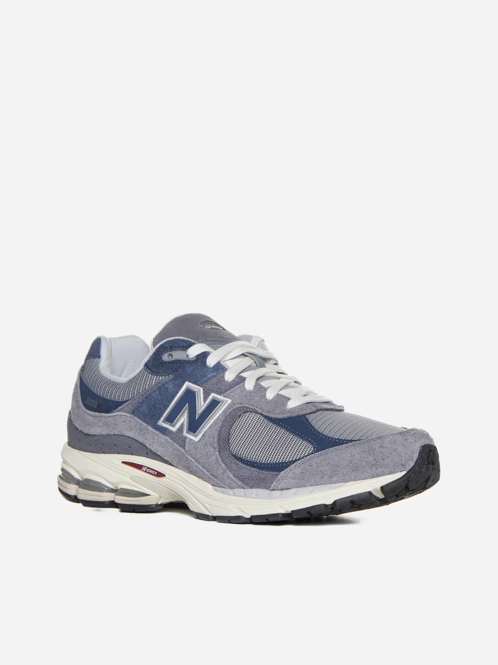 Shop New Balance 2002 Suede, Leather And Mesh Sneakers In Grey/blue