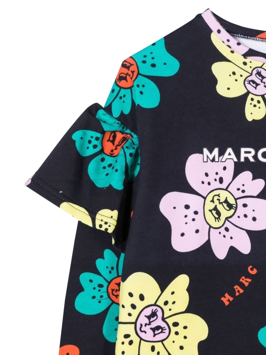 Shop Little Marc Jacobs Flowers Dress In Blue