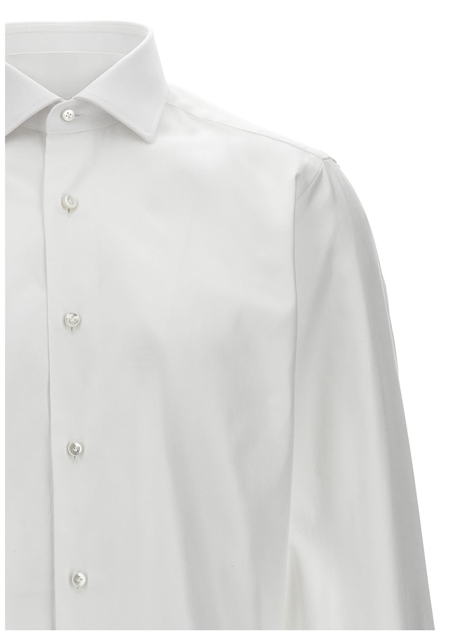 Shop Barba Napoli Cotton Shirt In White