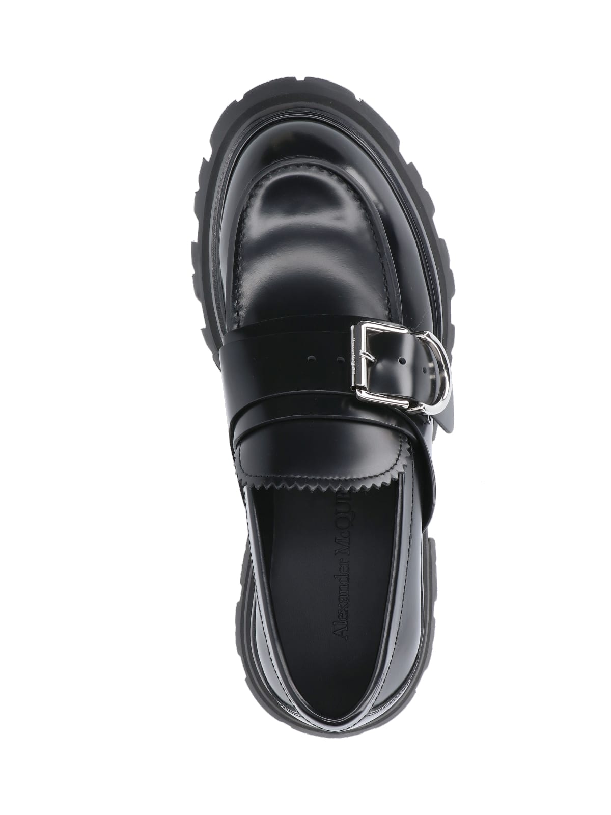Alexander Mcqueen Brushed Leather Wander Loafers For In Black