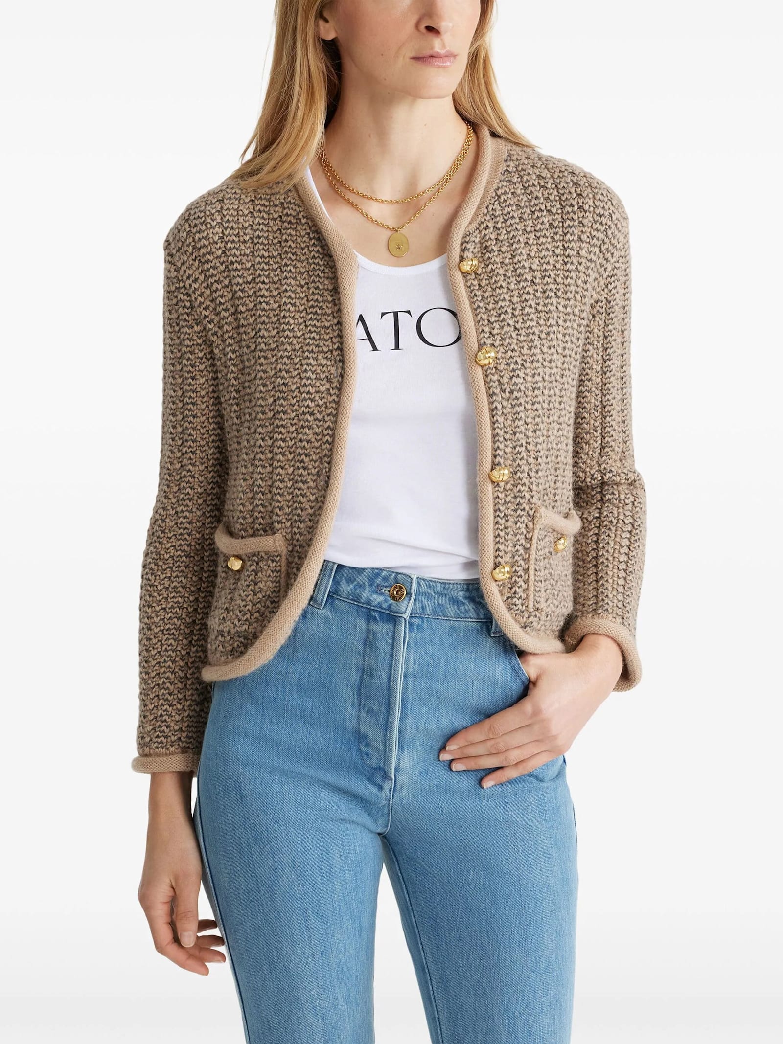 Shop Patou Giacca Cardigan In B Beige