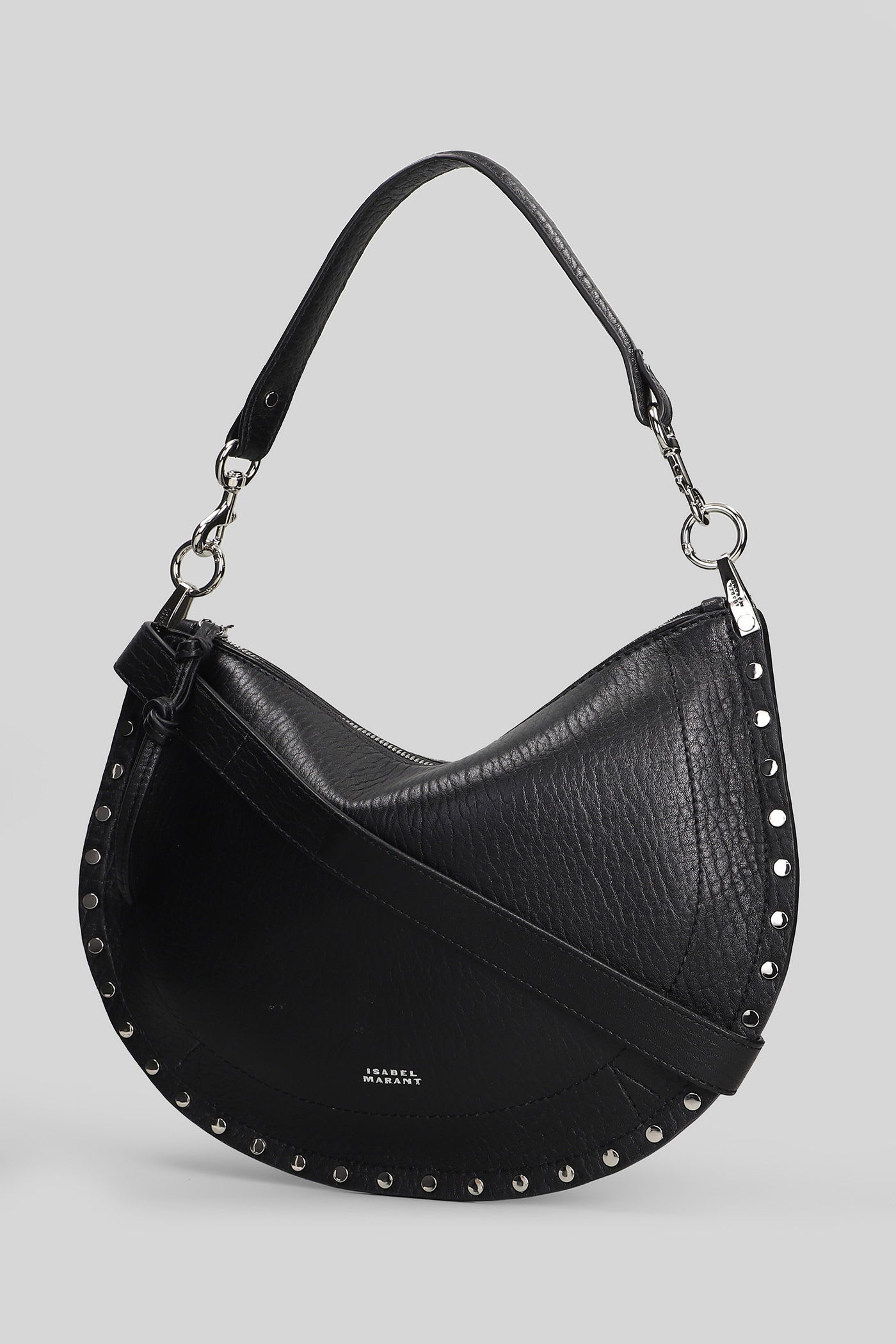 Isabel Marant Oskan Soft Zip Shoulder Bag In Black Leather In Black