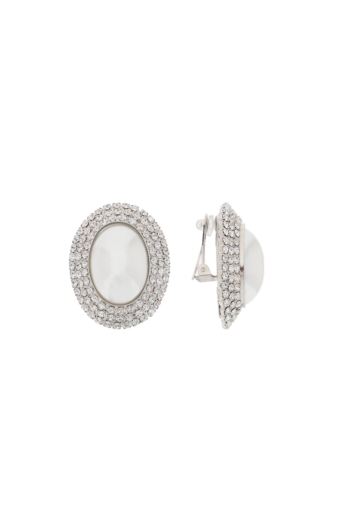 Oval Earrings With Pearl And Crystals