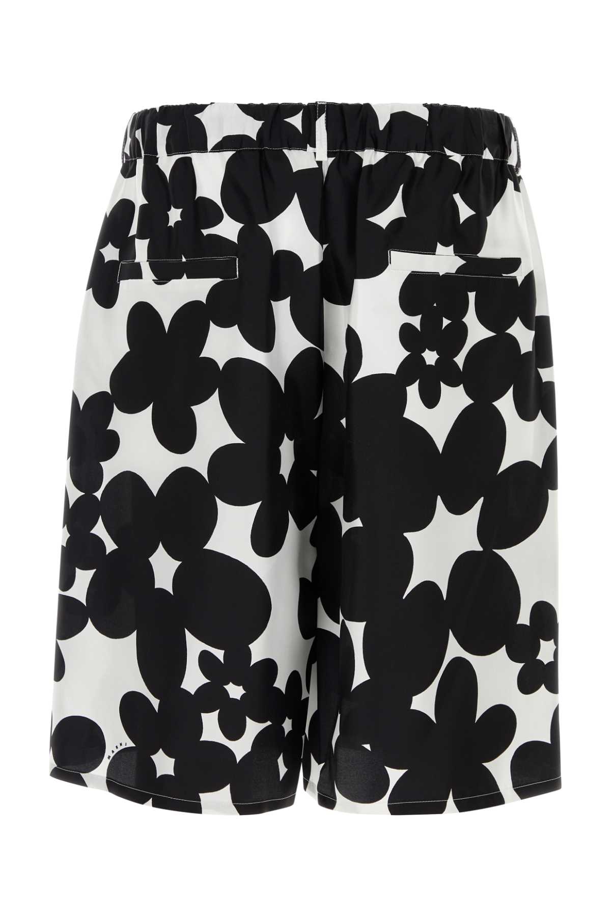Marni Silk Bermuda Shorts With Black In Black
