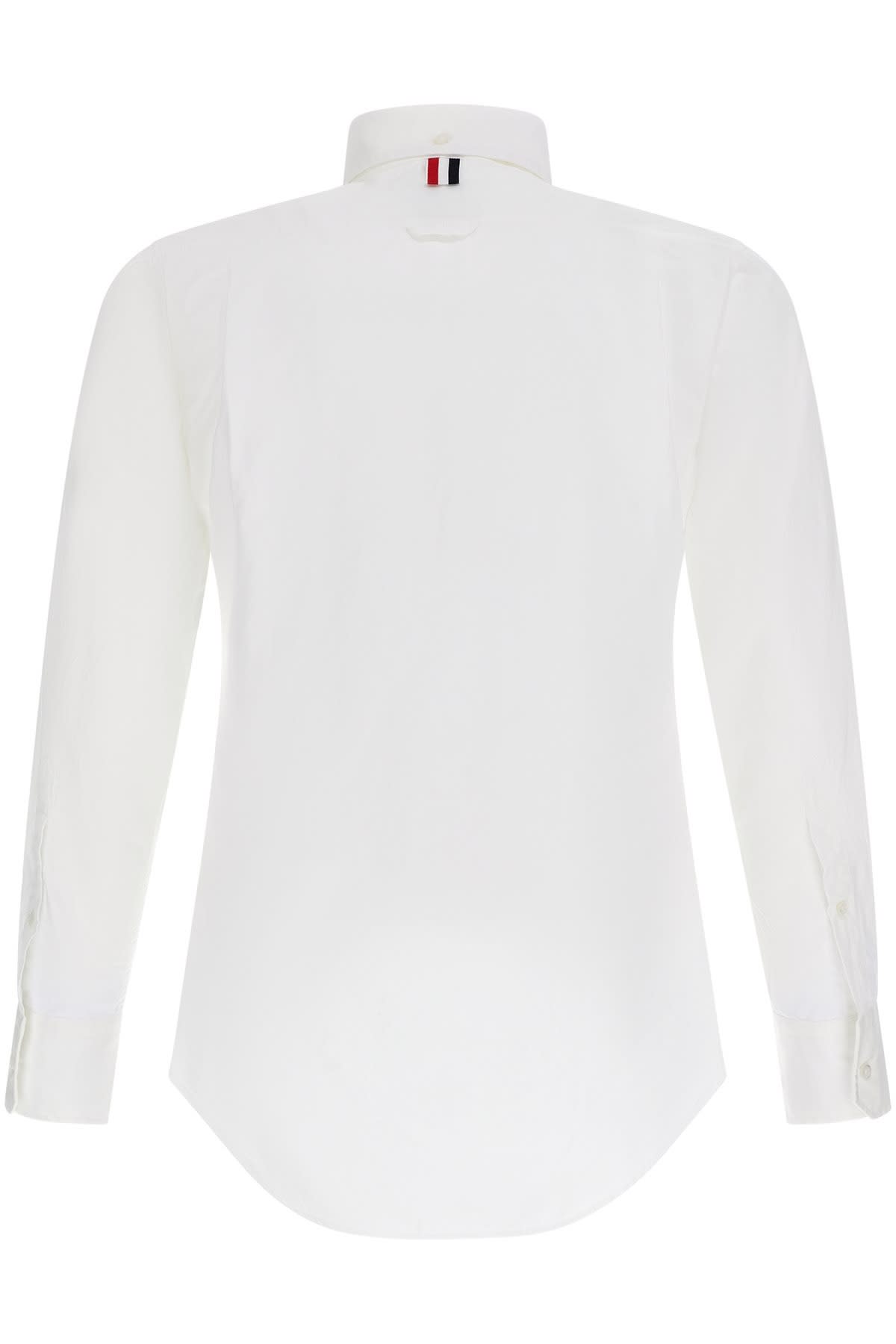 Shop Thom Browne Classic Long Sleeve Button Down Shirt With Gg Placket In Solid Poplin In White