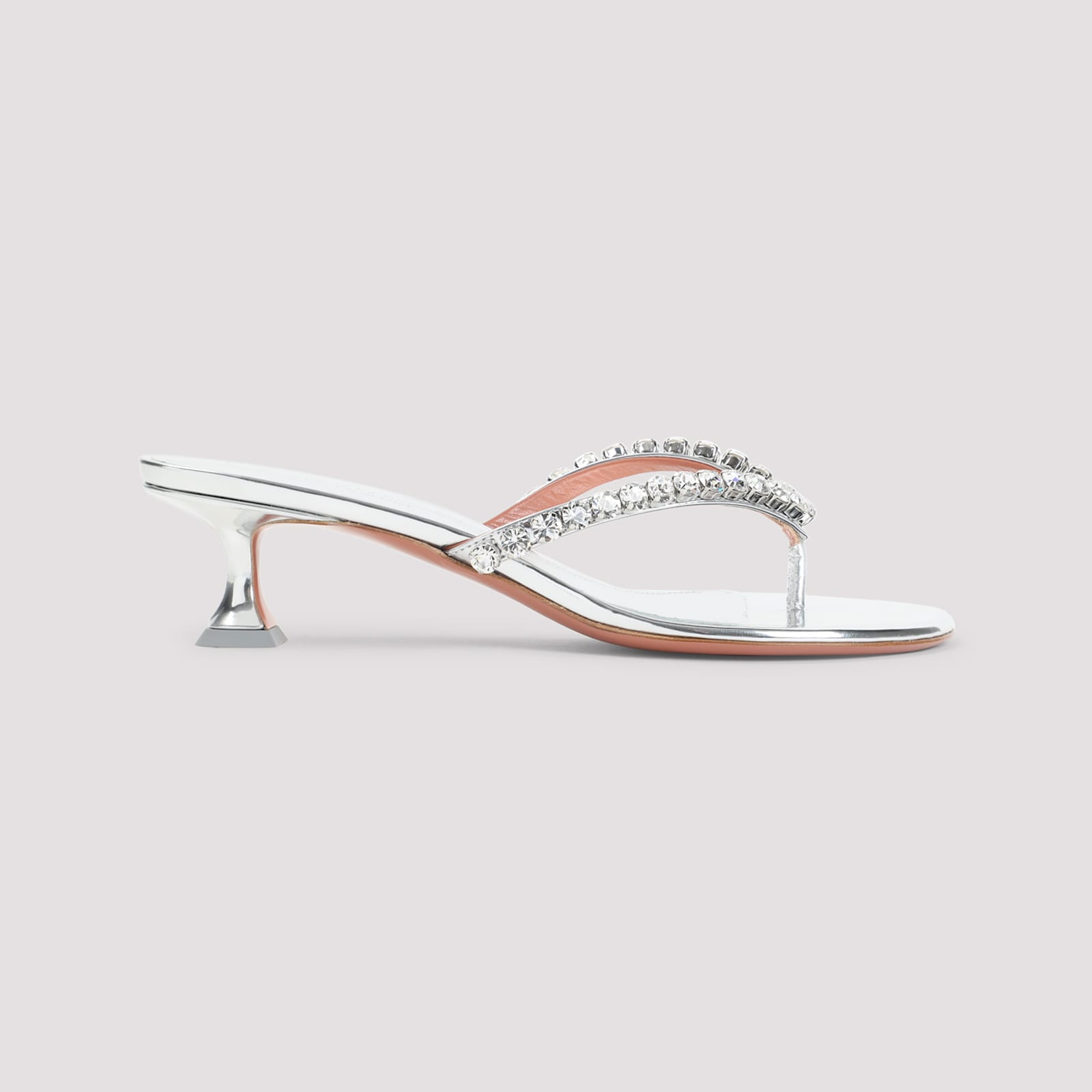 Amina Muaddi Gigi Thong Mirror Sandals In White