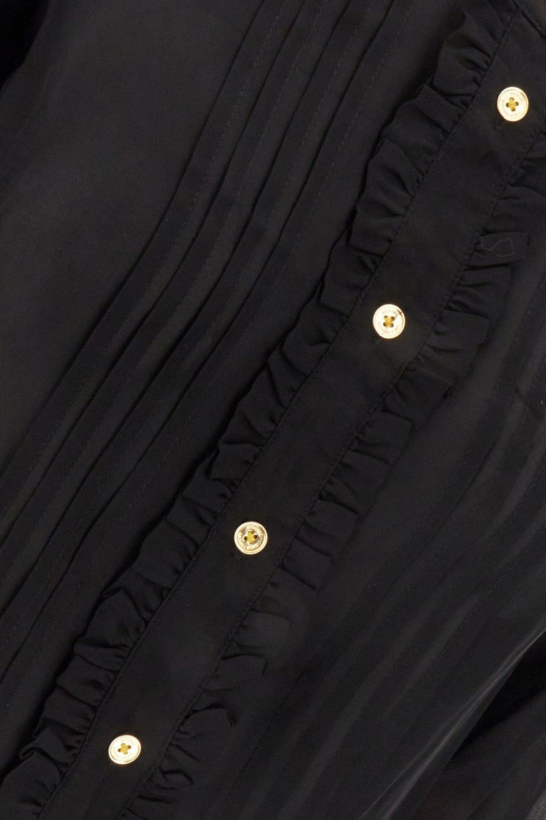 Shop Michael Michael Kors Pleat Detailed Buttoned Shirt In Black