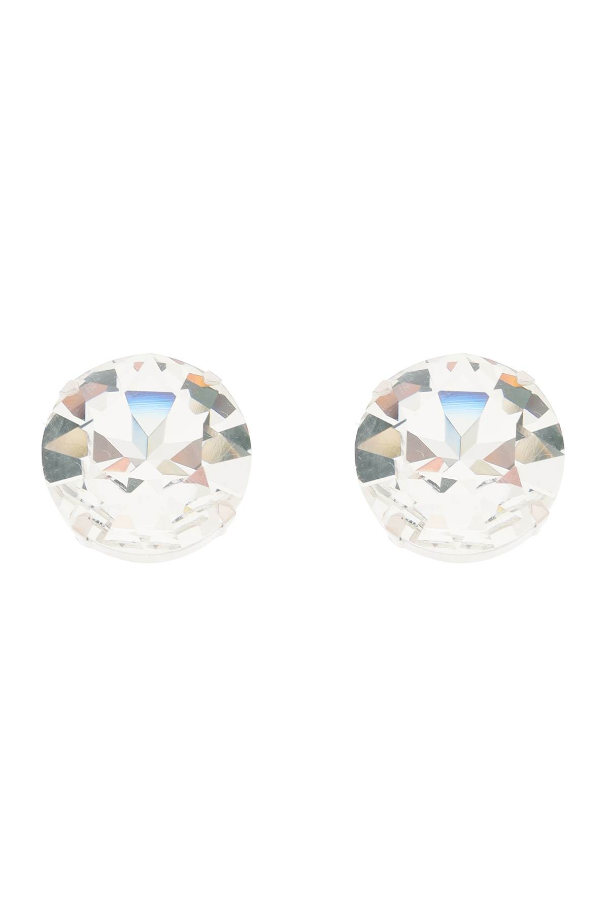 Shop Alessandra Rich Large Crystal Clip-on Earrings In Cry Silver (silver)