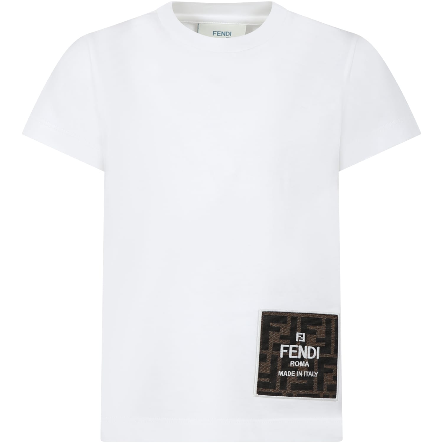 Fendi White T-shirt For Boy With Logo