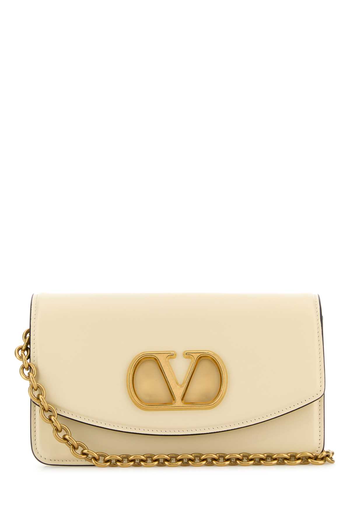 Valentino Garavani Garavani Vain Clutch Bag In Shiny Calfskin Woman Butter Uni In White